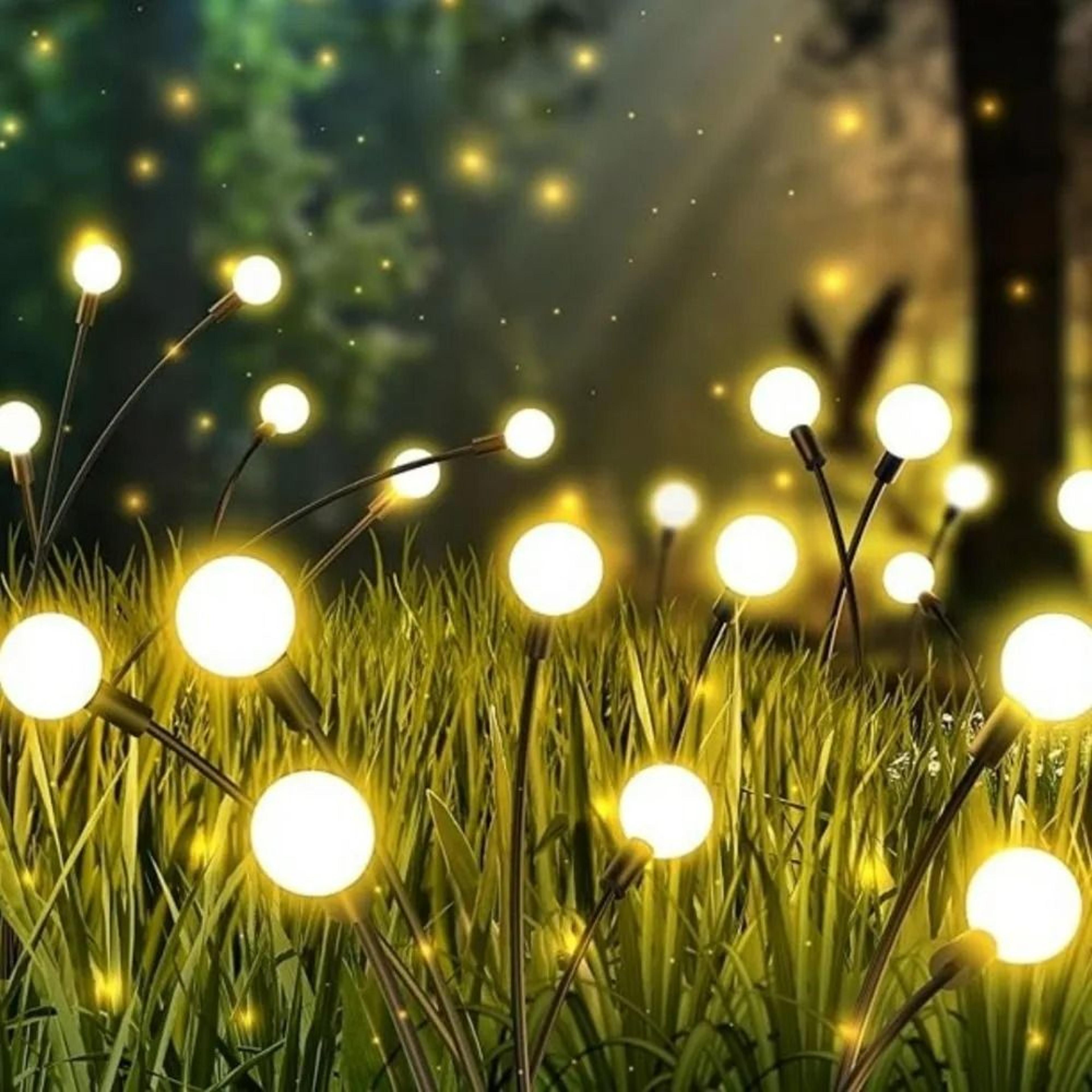 outdoor solar firefly lights & ball string garden stake accent