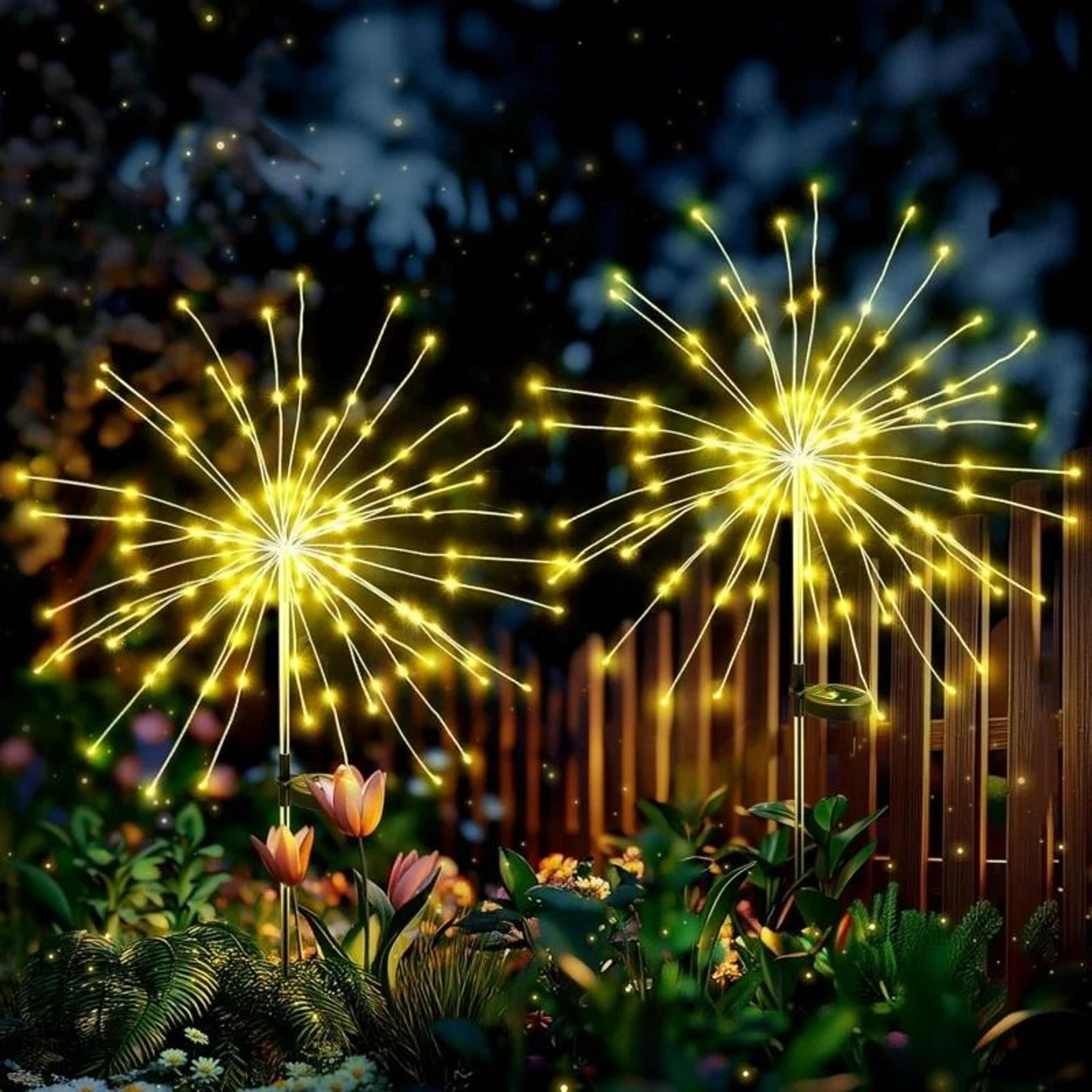 solar copper wire led firework lights & diy decorative lawn stakes