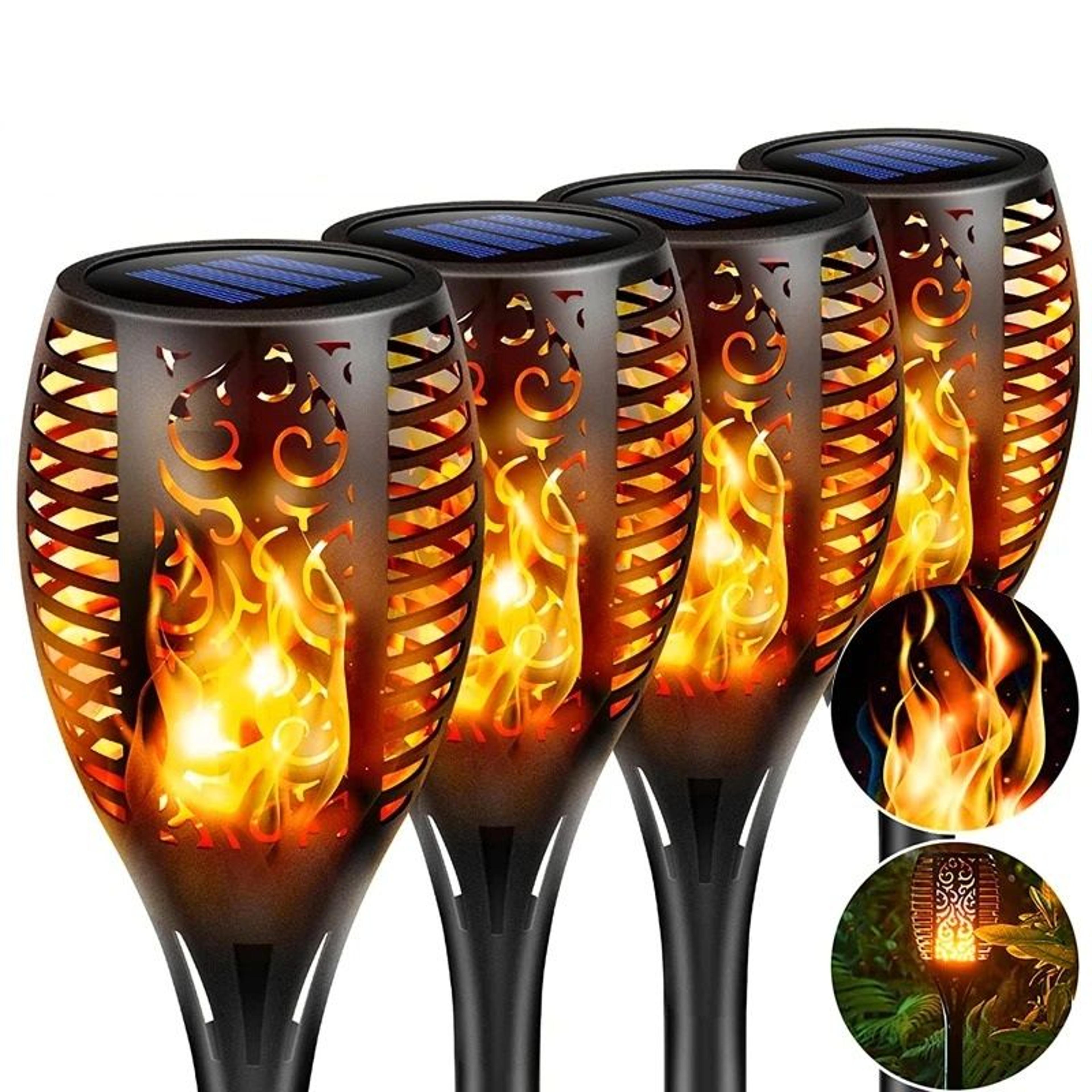 96-led outdoor solar flickering flame torch light & patio accent