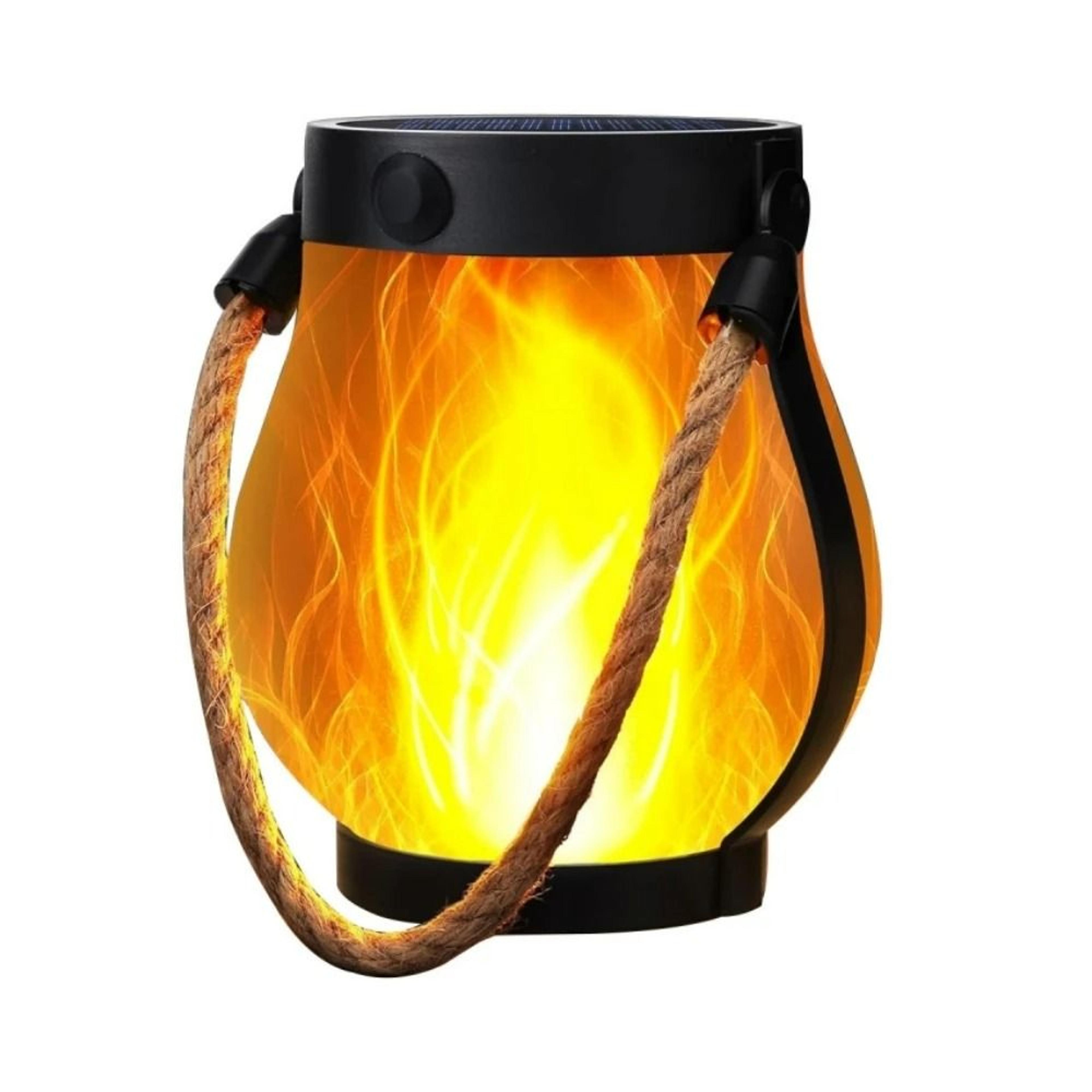 dual-power solar & usb flickering flame lantern for patio & yard decor