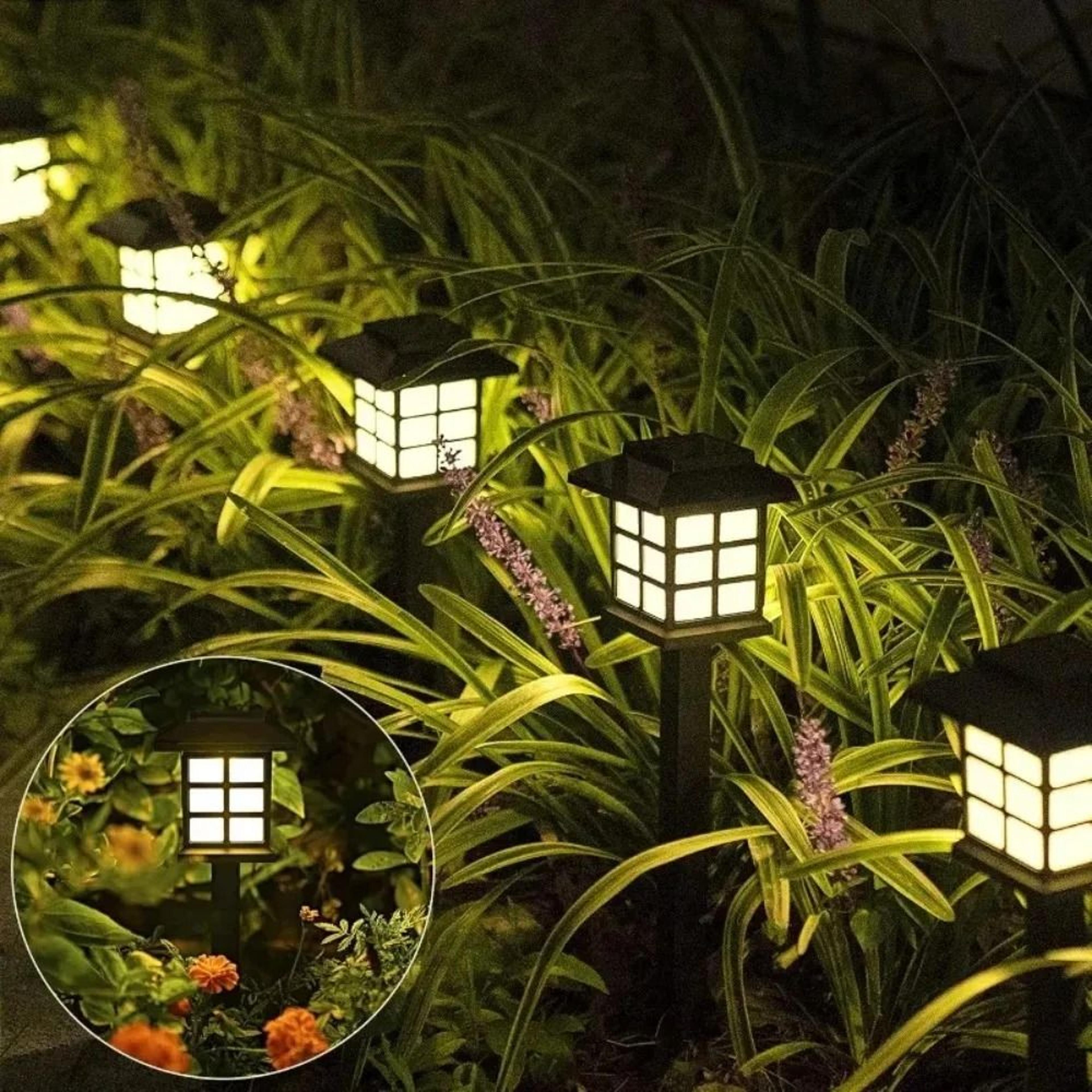 led solar pathway lights outdoor waterproof garden stake lamp