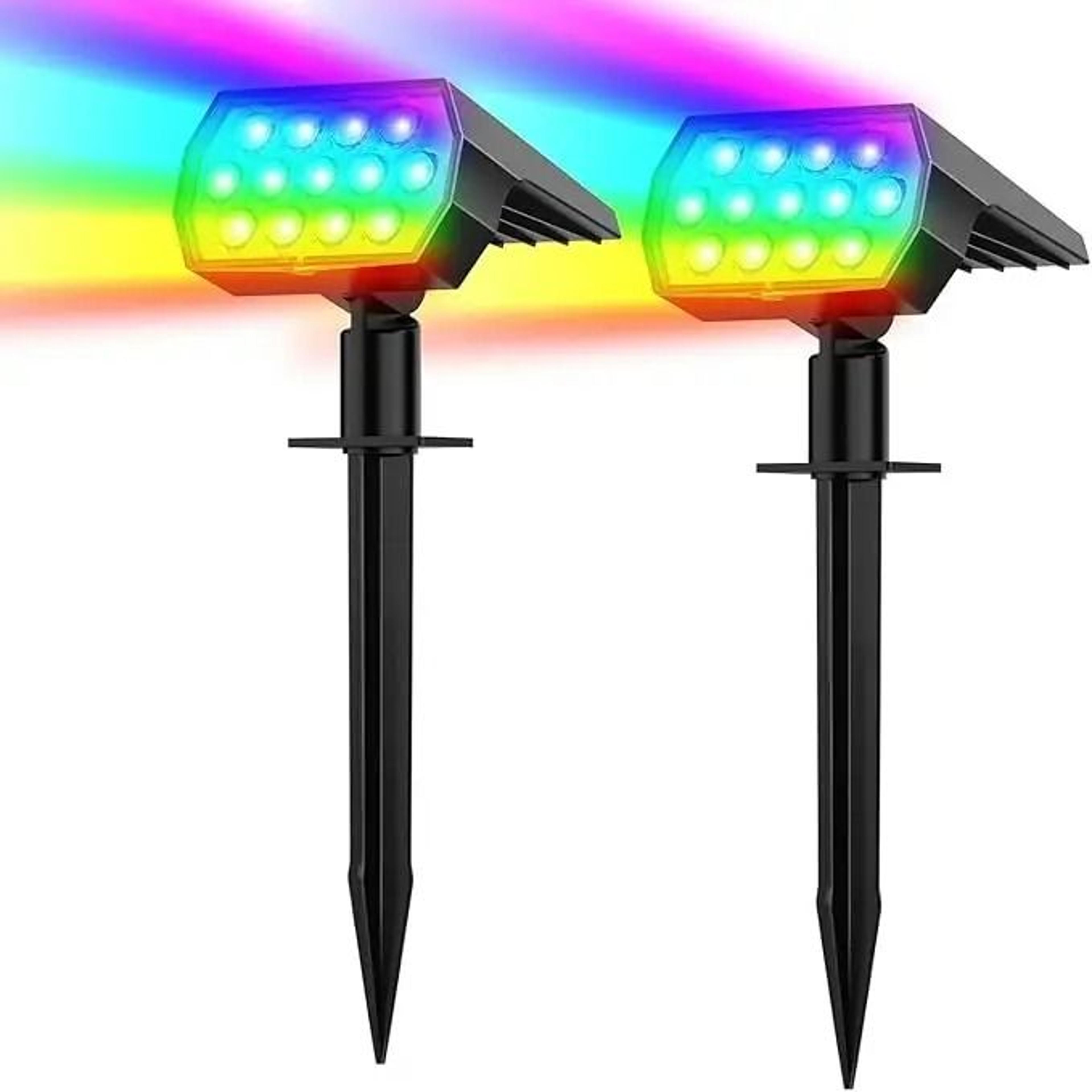 52 led solar landscape outdoor spotlights 2pcs set