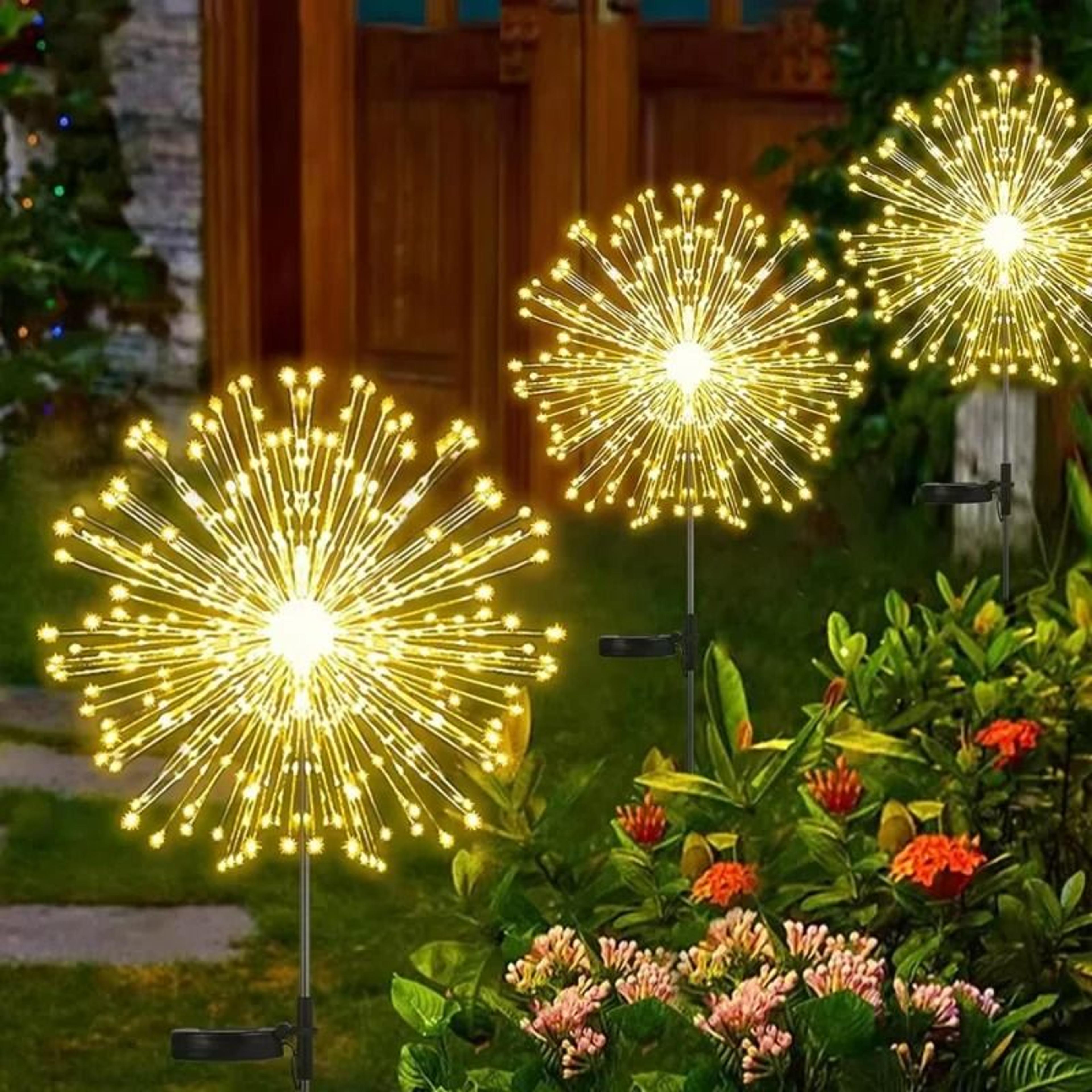 solar firework lights outdoor waterproof fairy string lights