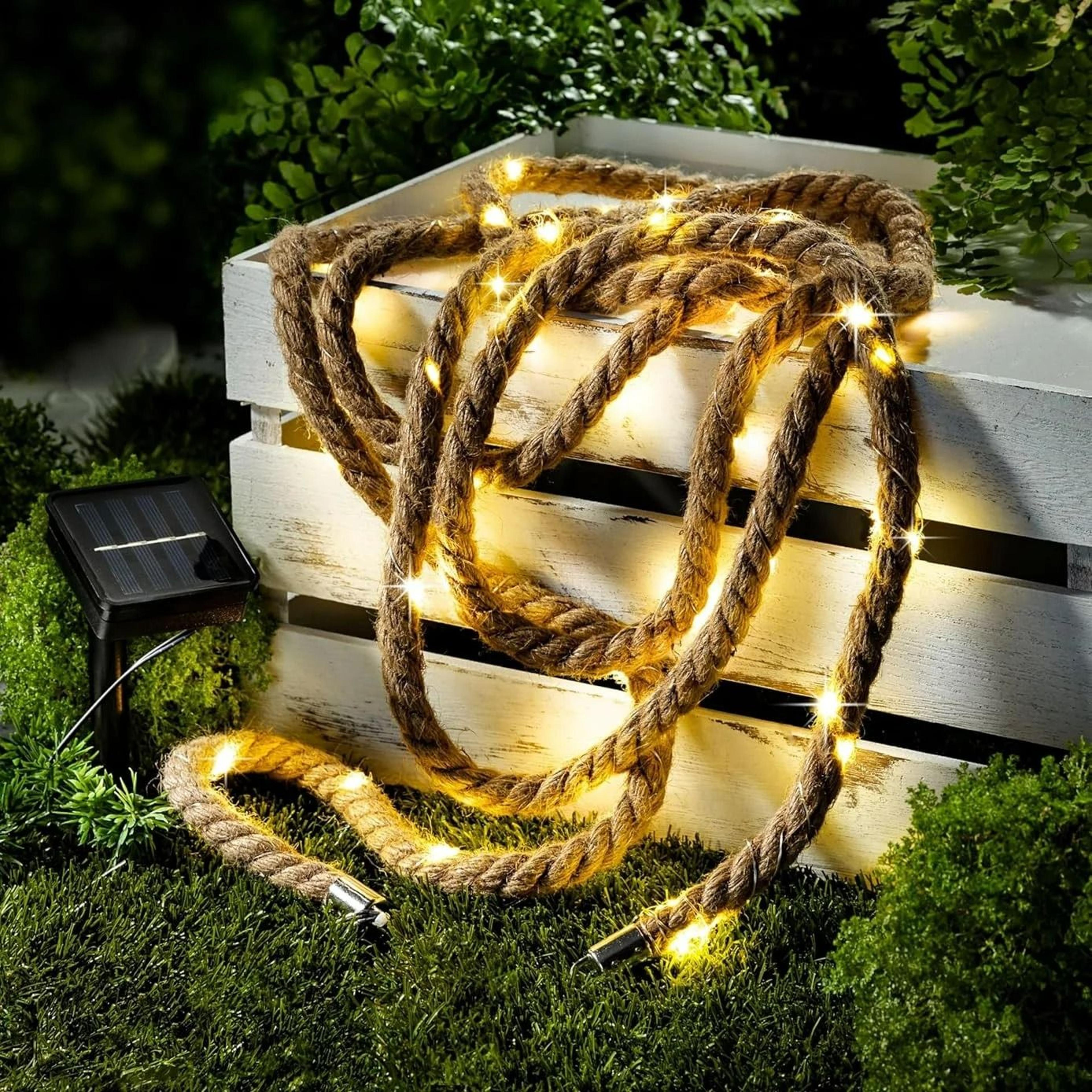 creative retro hemp rope solar garland lights