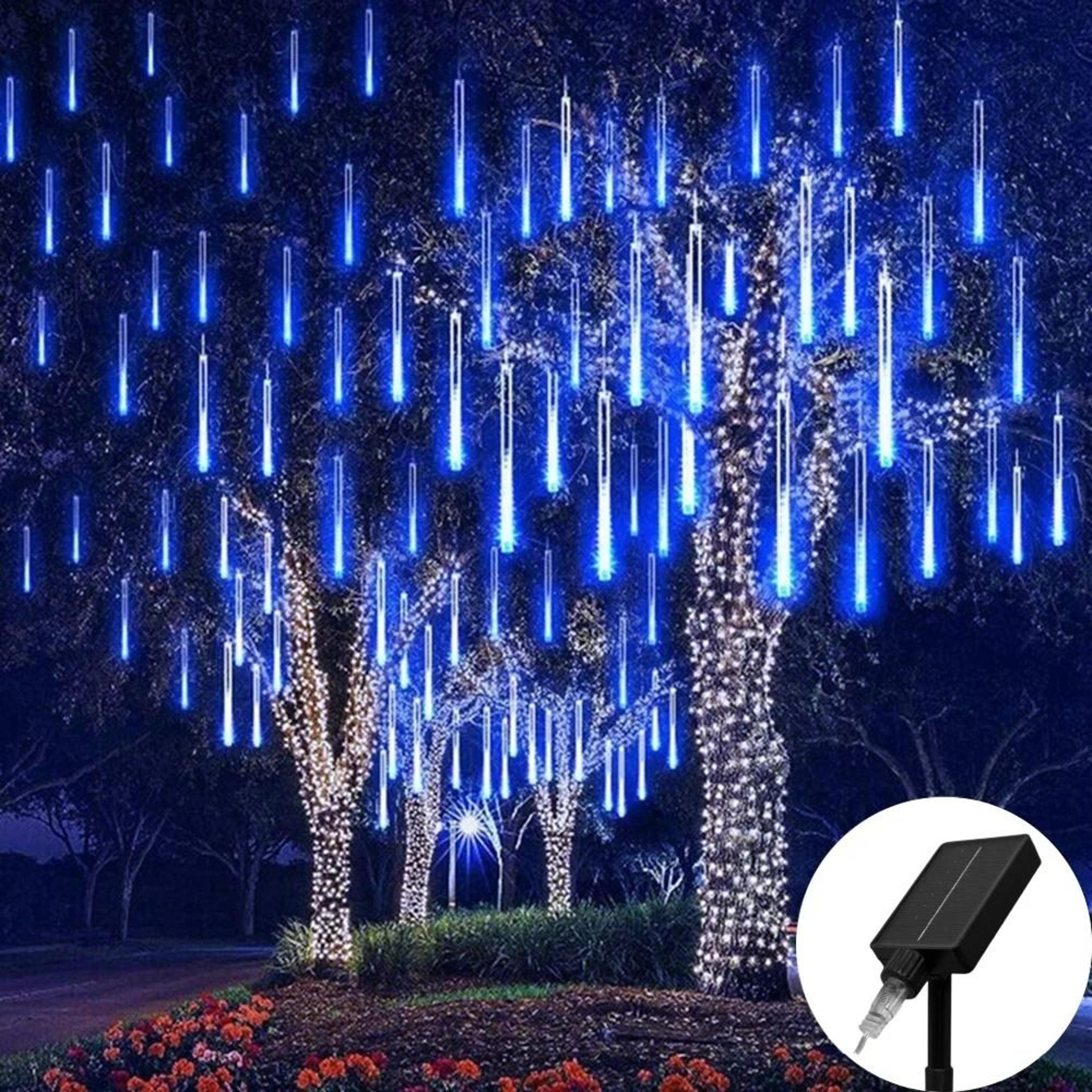 solar led meteor shower rain string lights