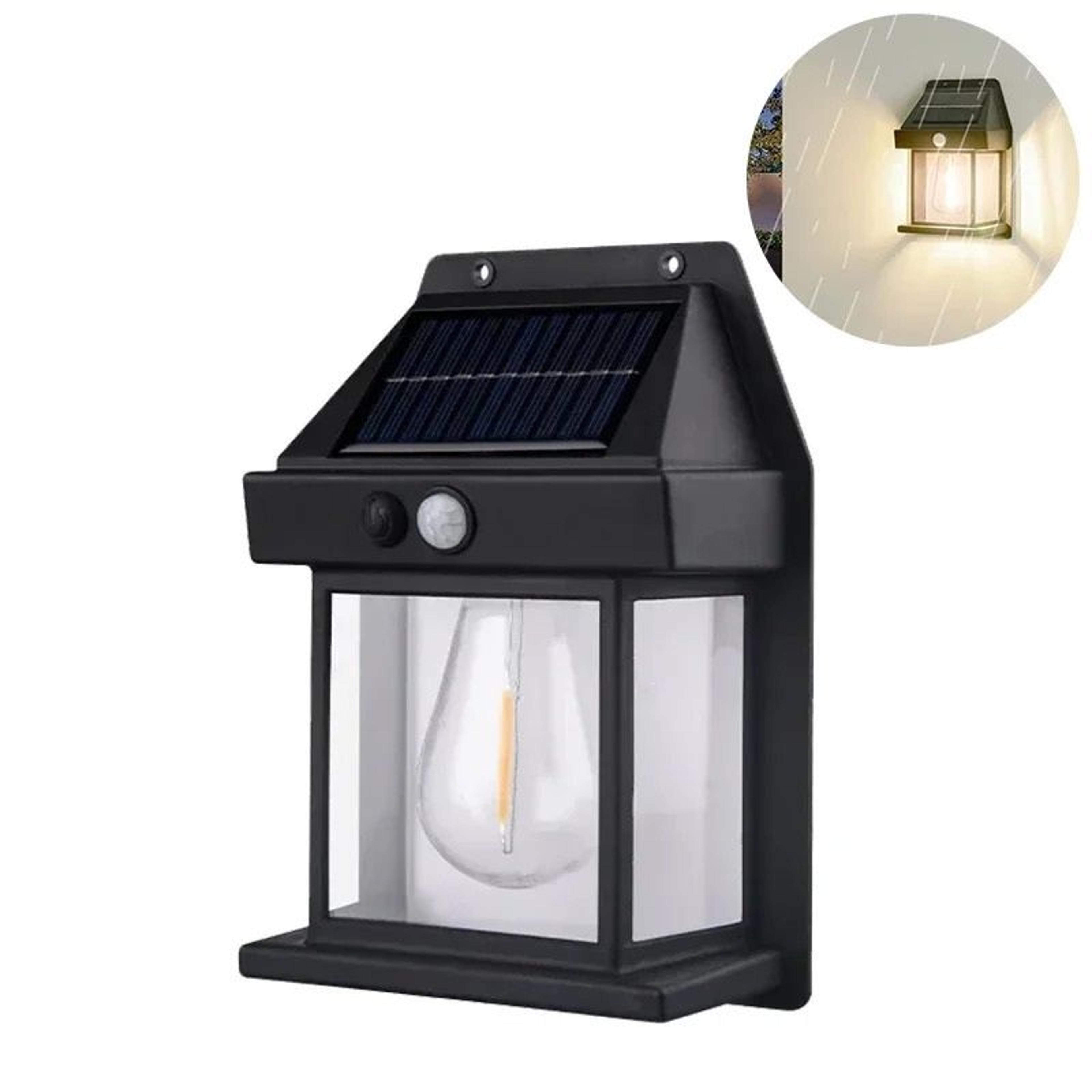 solar motion sensor tungsten wall lantern