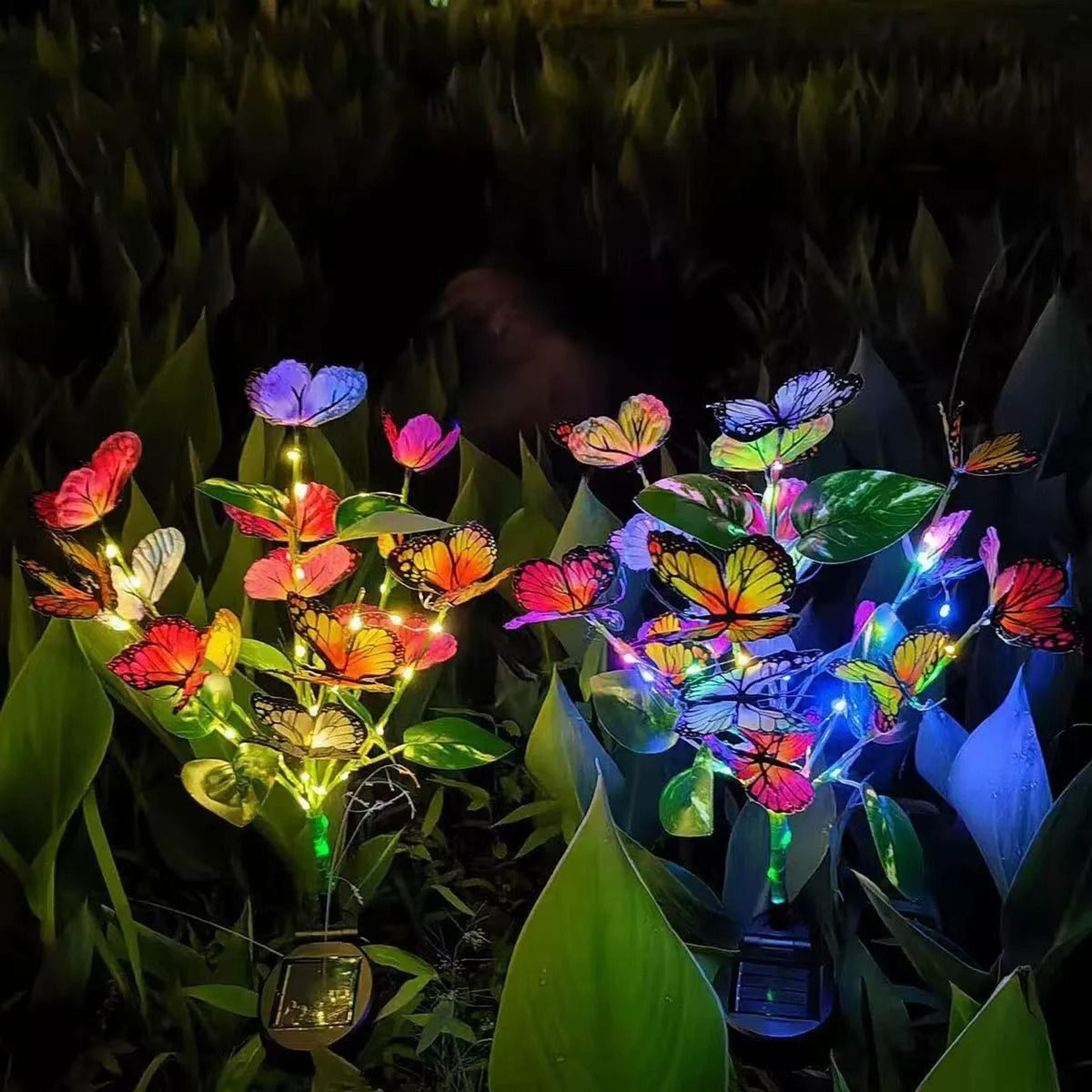 solar butterfly & flower garden stake light