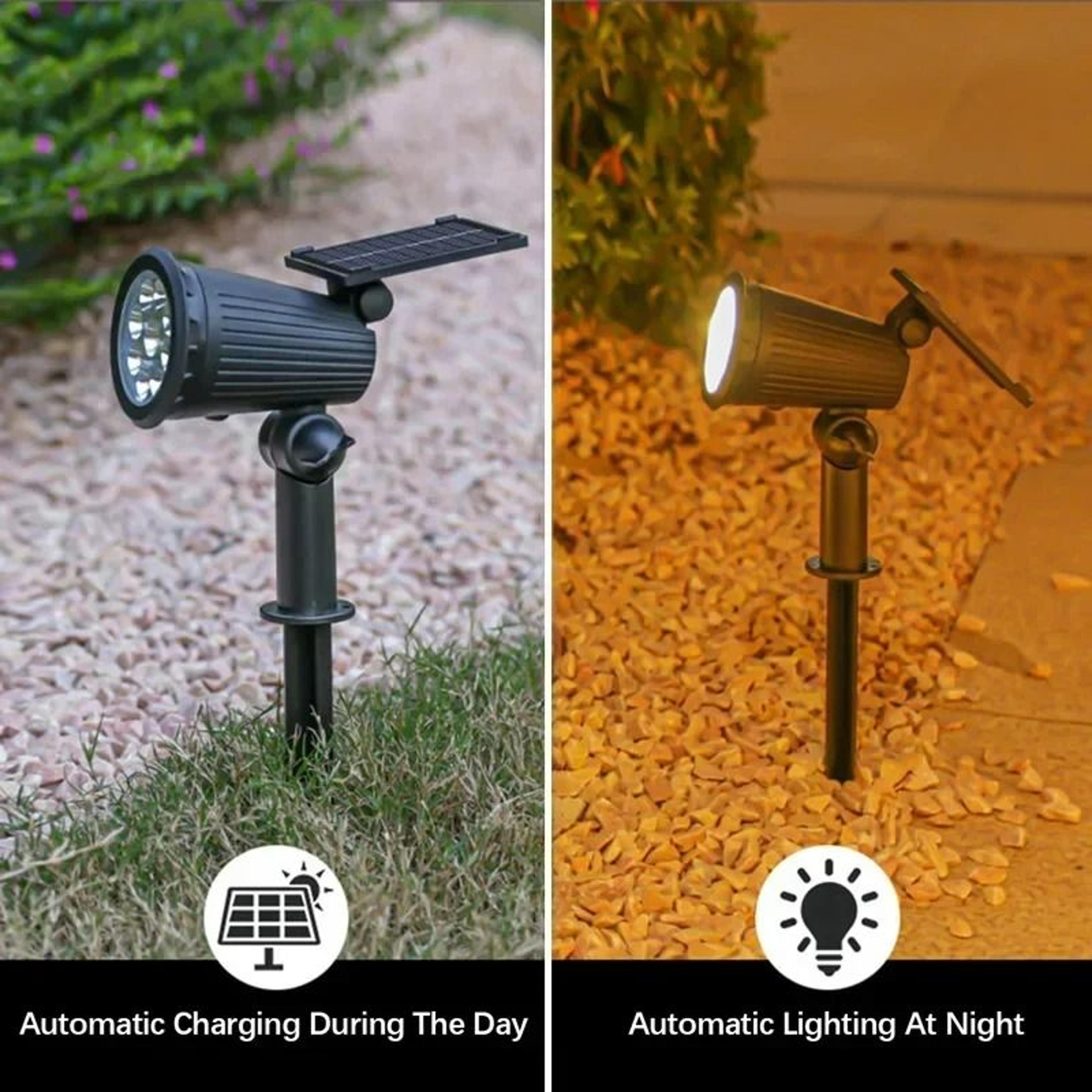 solar powered 9-led adjustable outdoor landscape spotlight