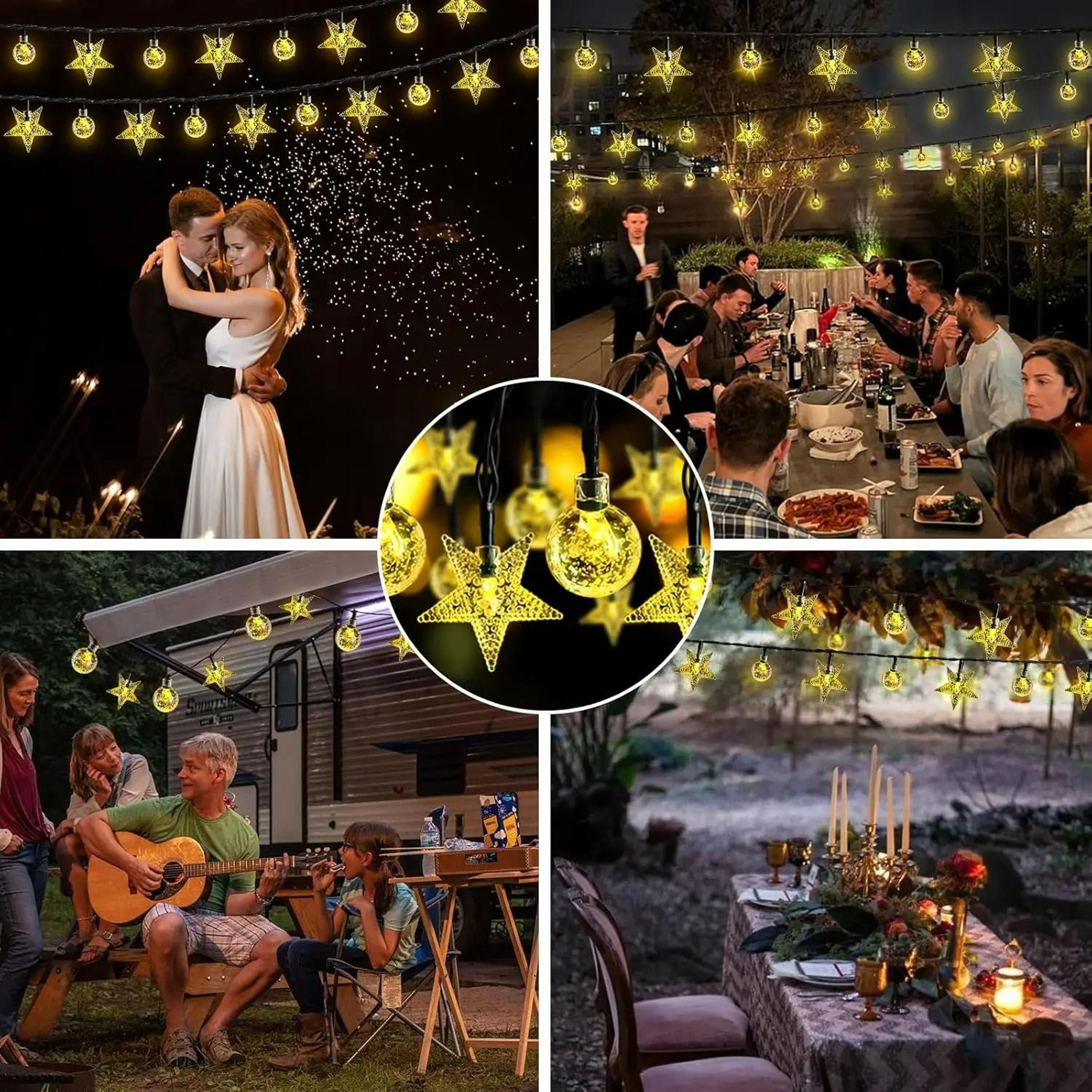 solar crystal ball & star outdoor decor string lights