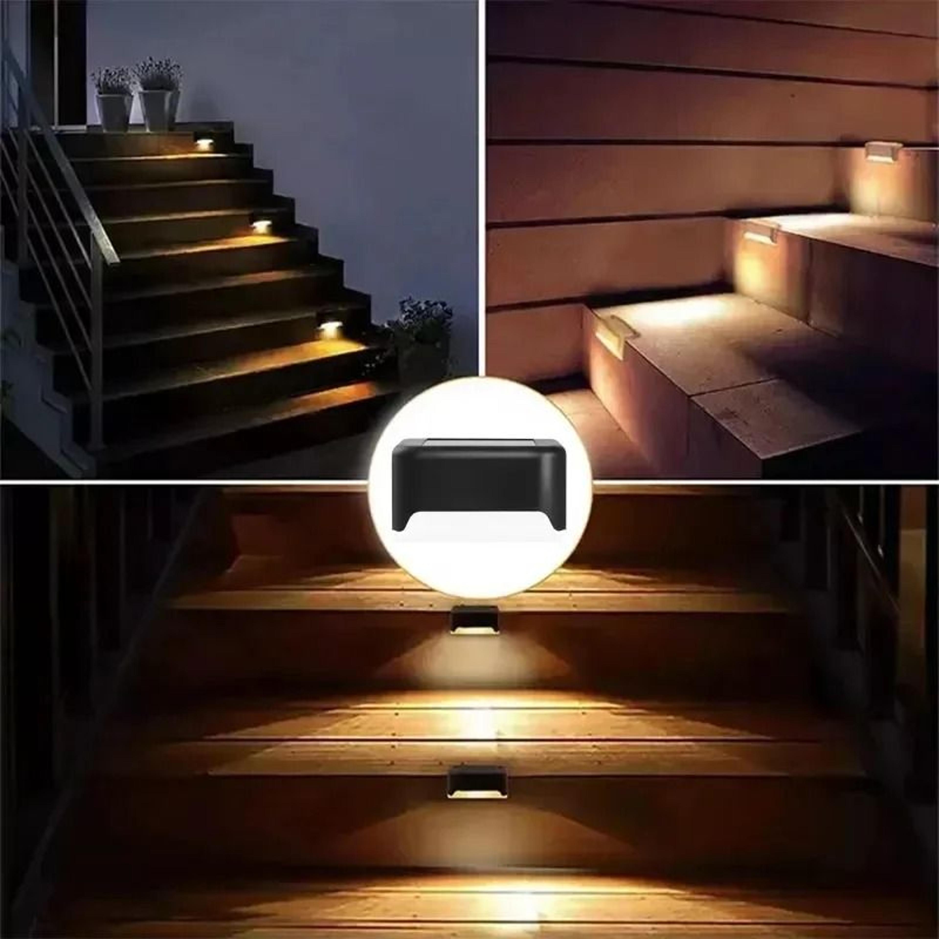 solar led outdoor step & fence light 4-pack