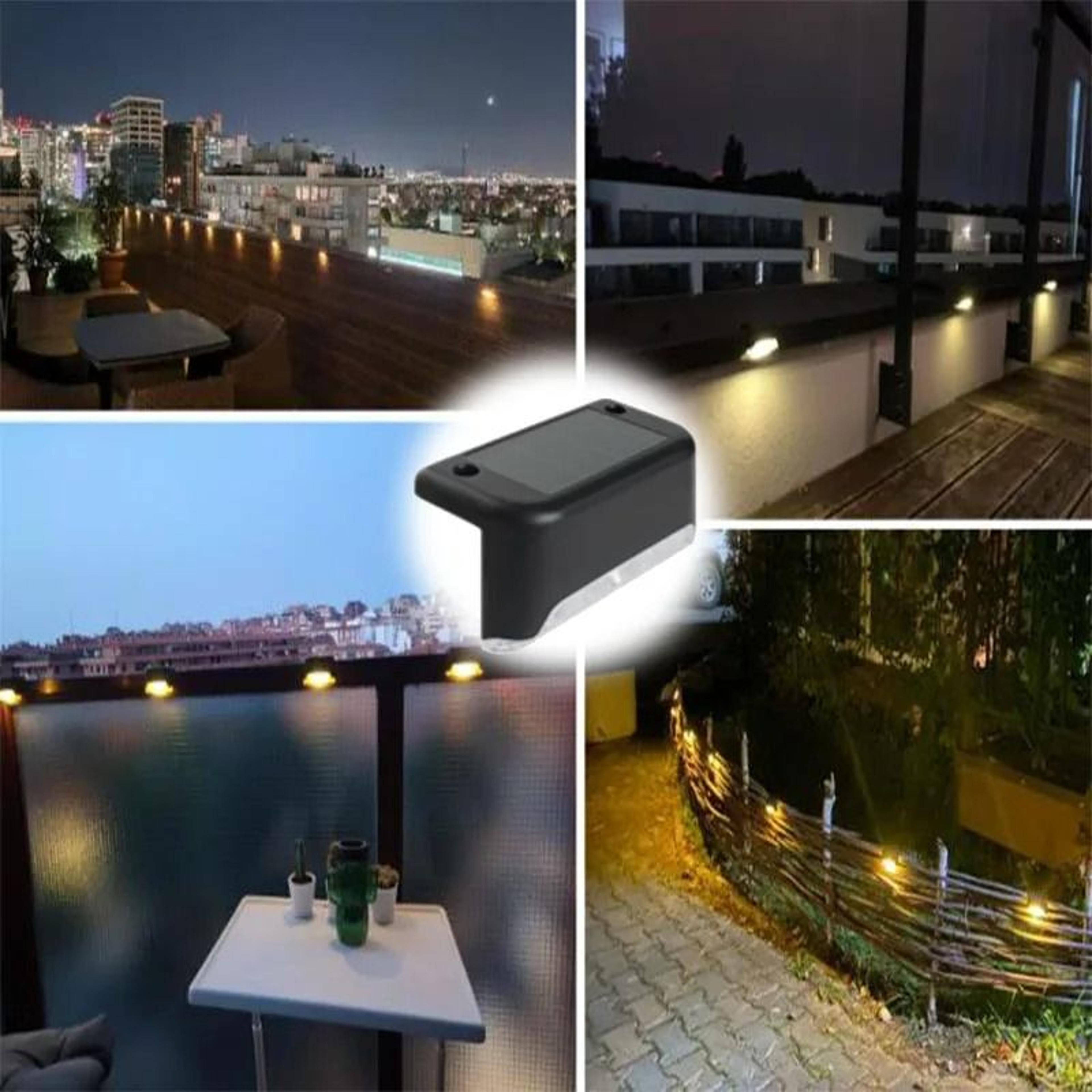 solar warm white led outdoor step & fence light 4-pack