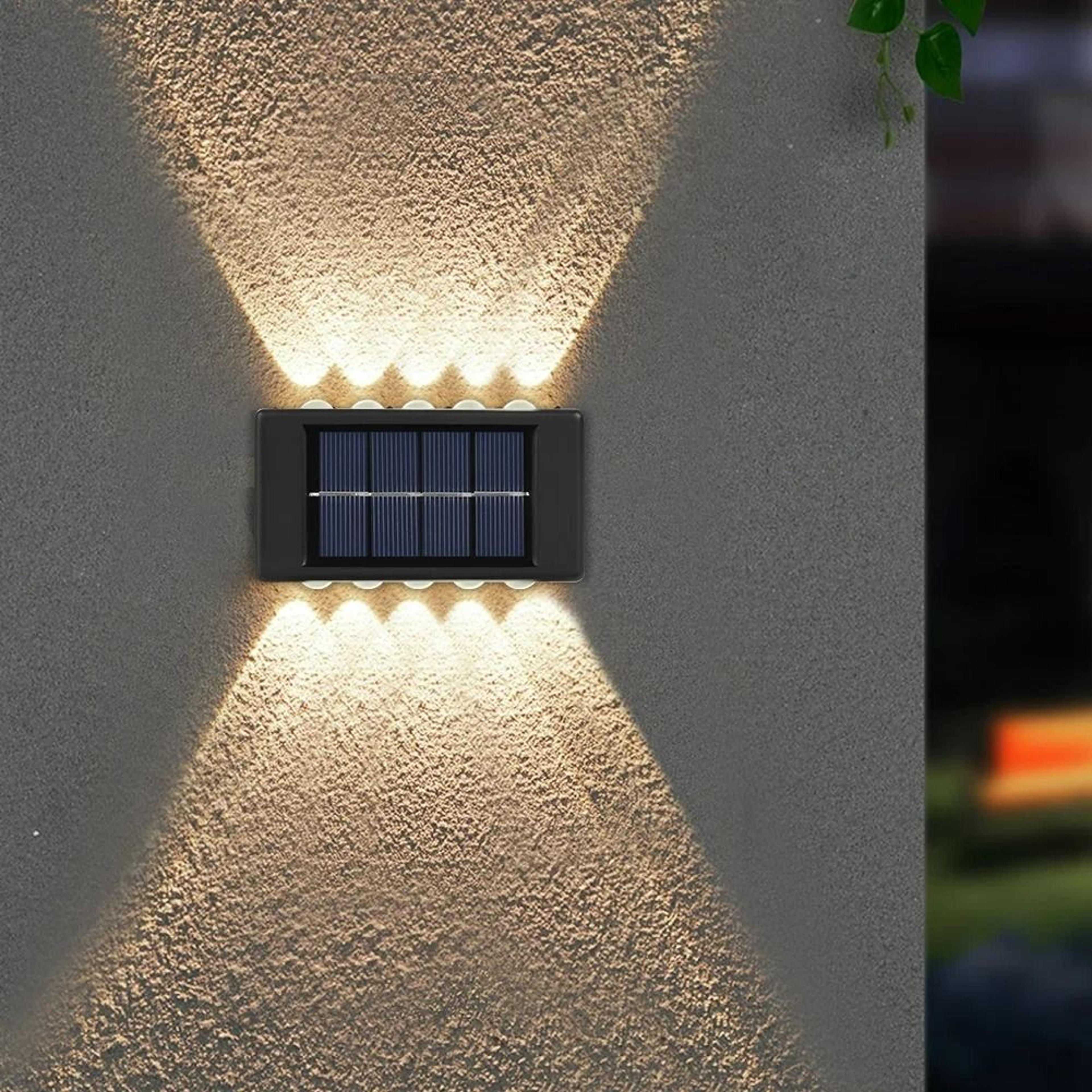 solar led waterproof up & down exterior wall lamp 2-pack
