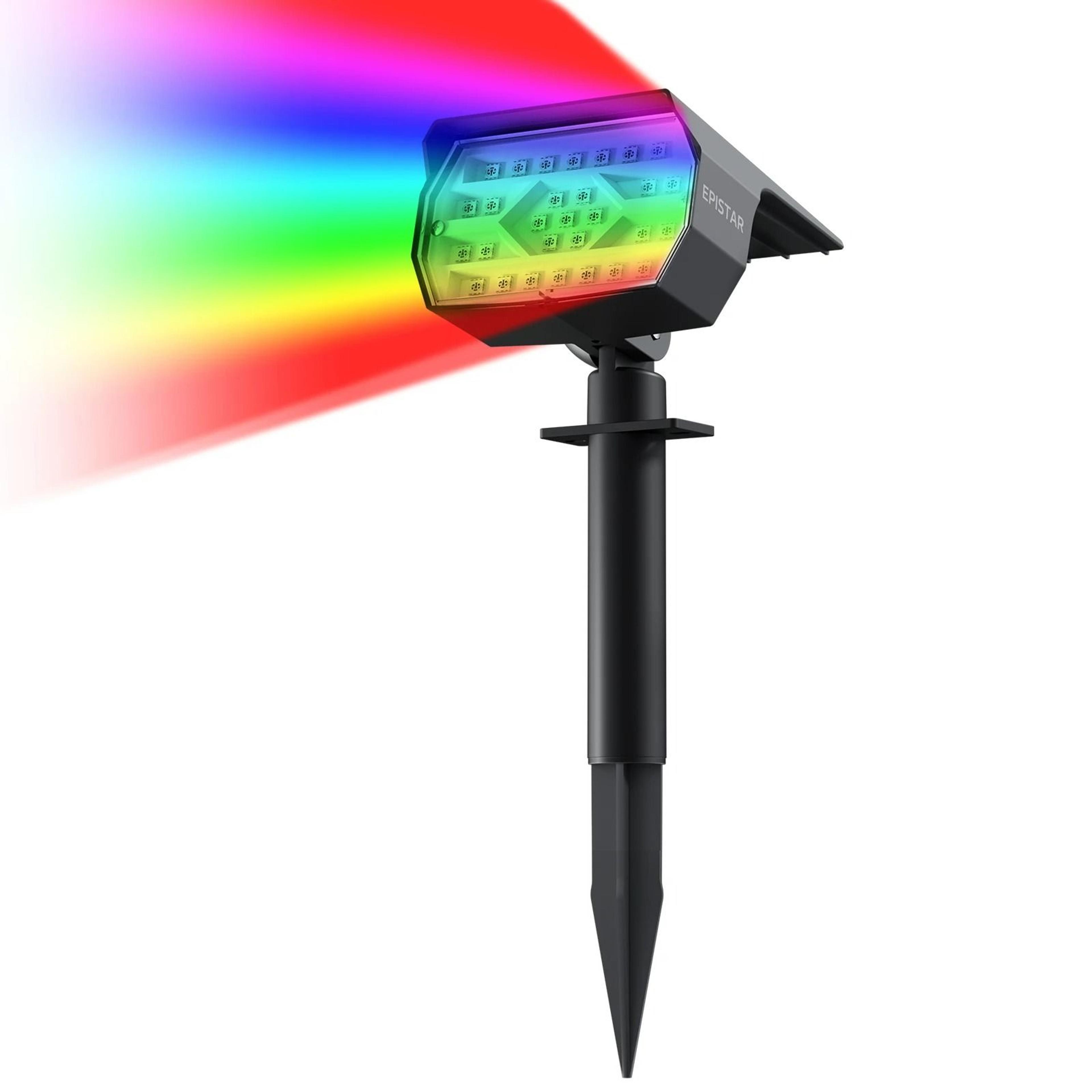 solar 29-led rgb 7-color changing outdoor spotlight