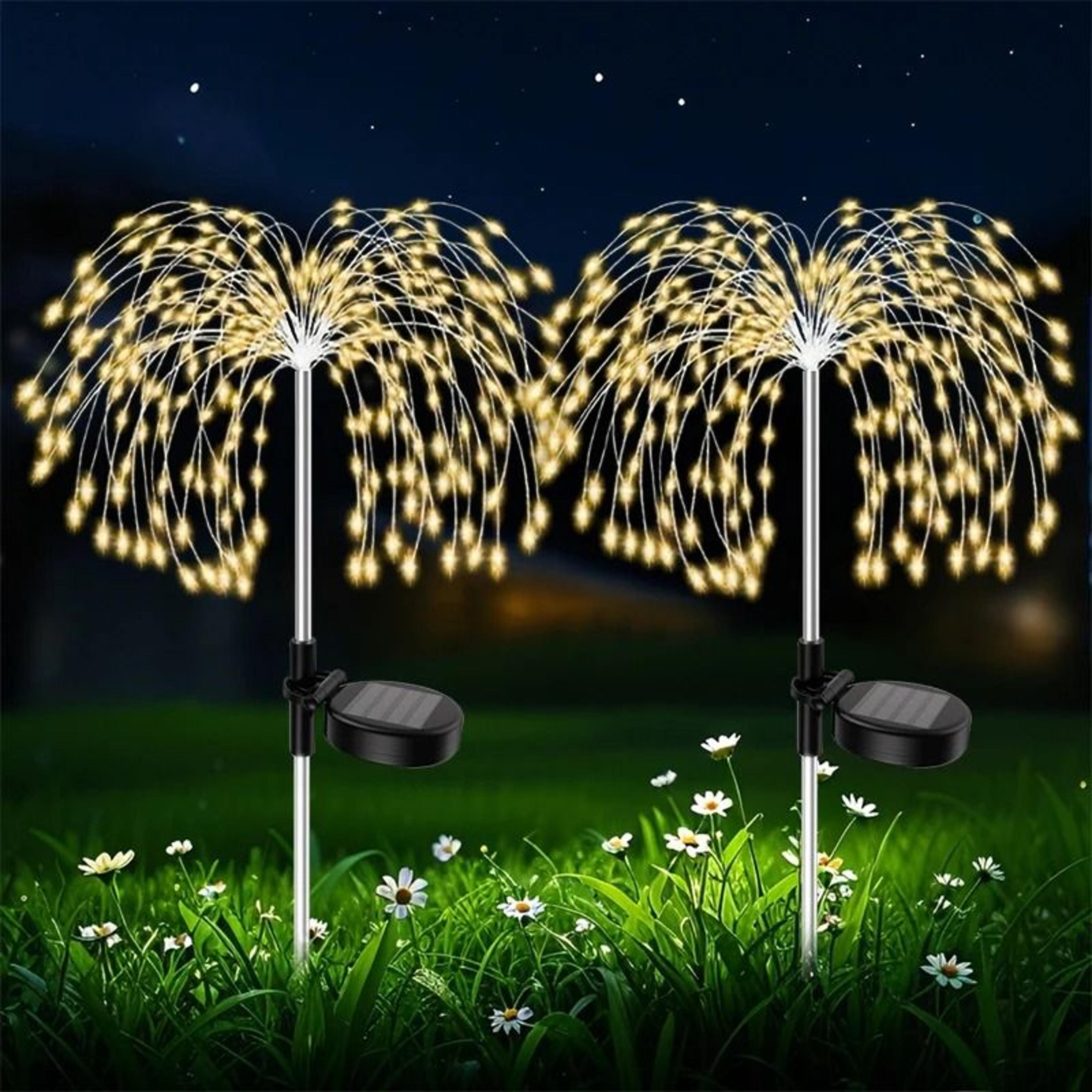 solar 200-led firework & dandelion starburst garden stake light
