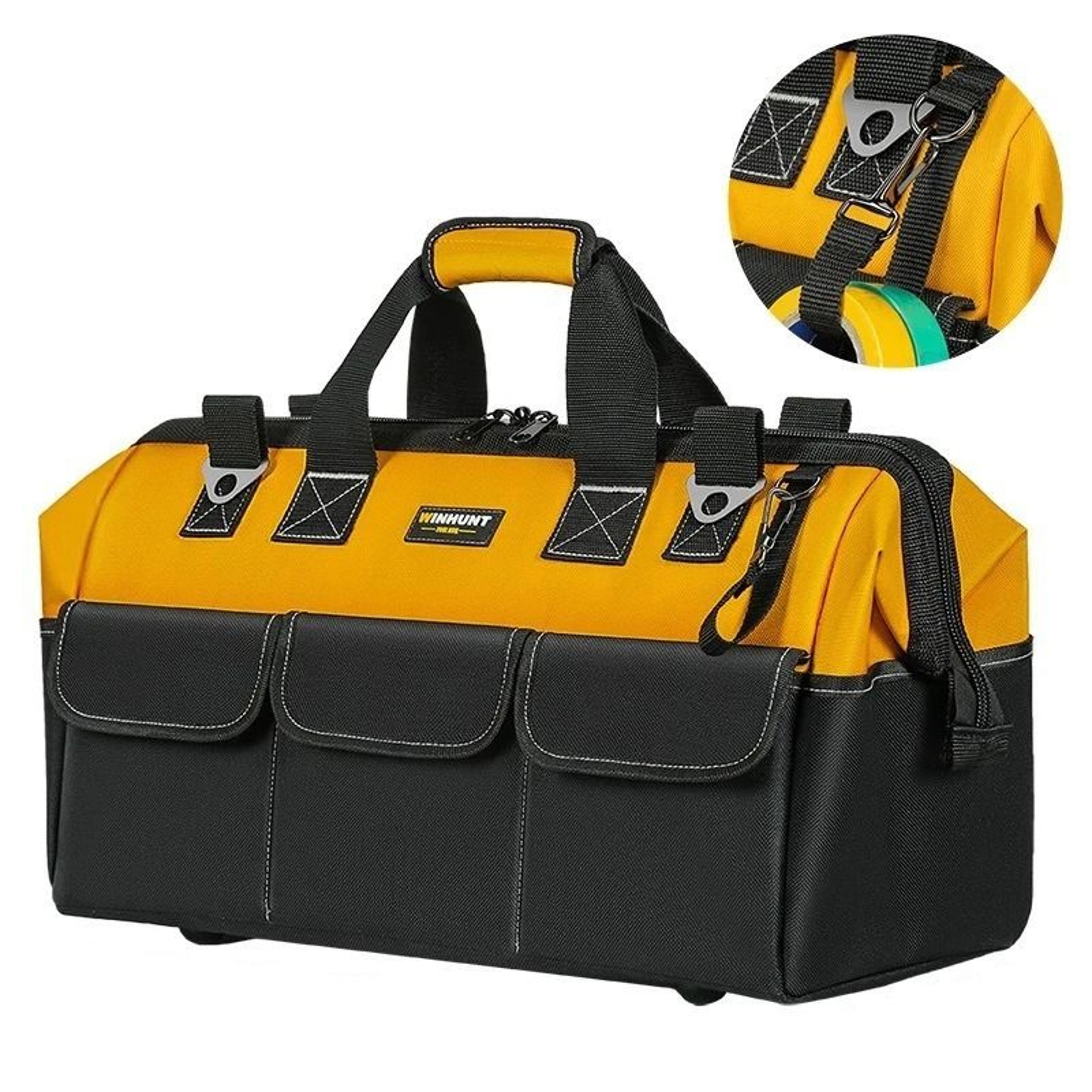 multi-pocket heavy duty tool bag with reinforced bottom