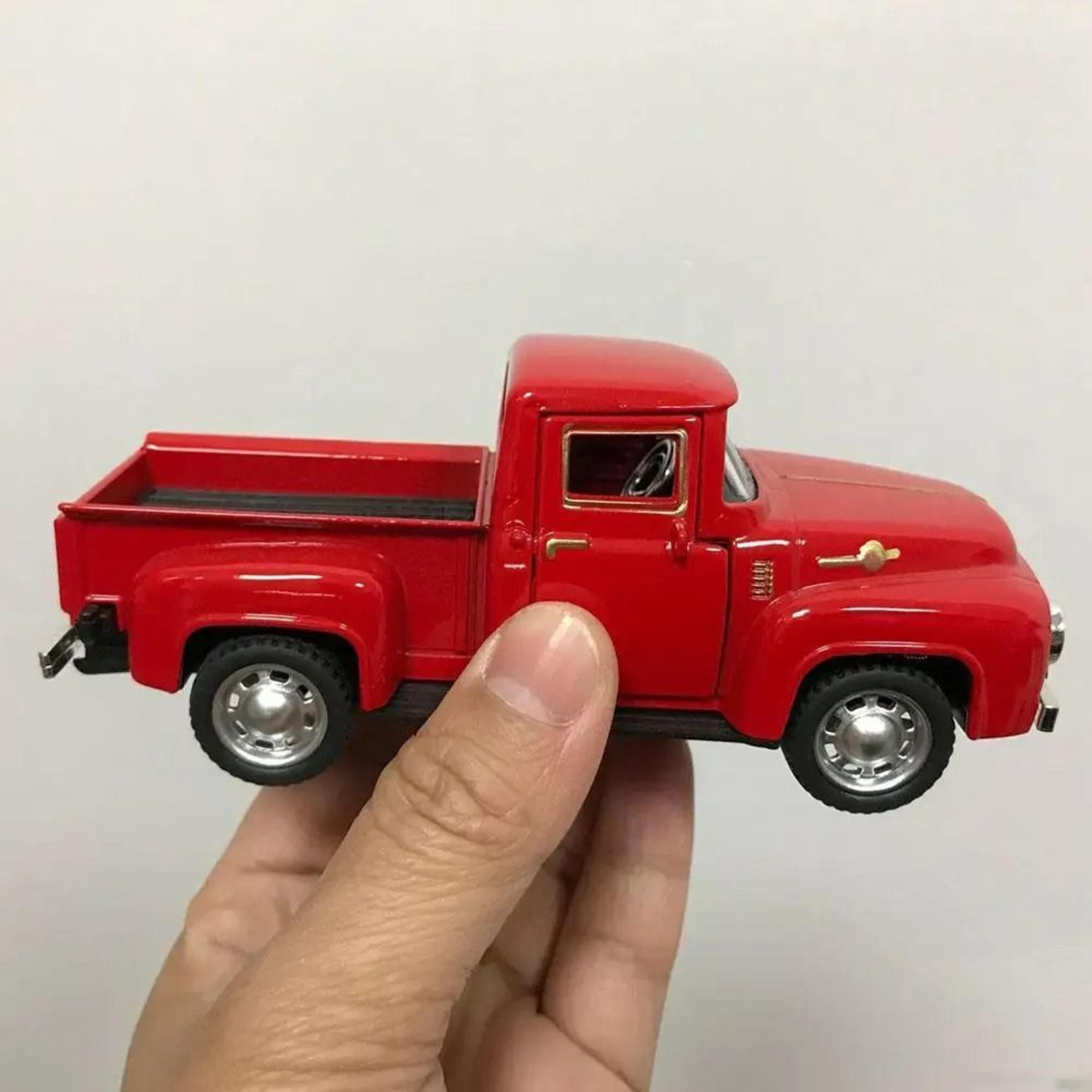 vintage alloy red metal truck pull-back diecast model