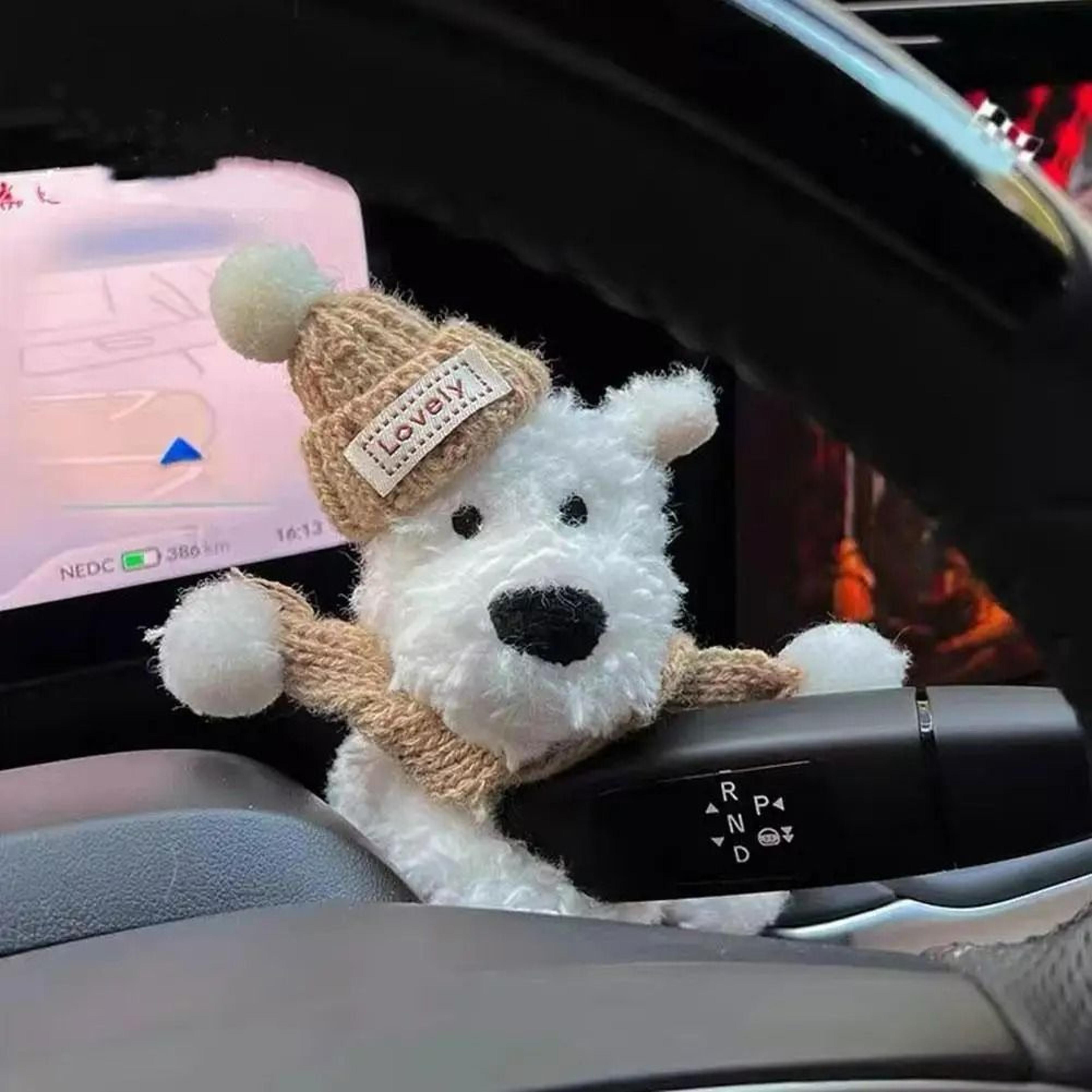 cute plush puppy car wiper stem interior ornament