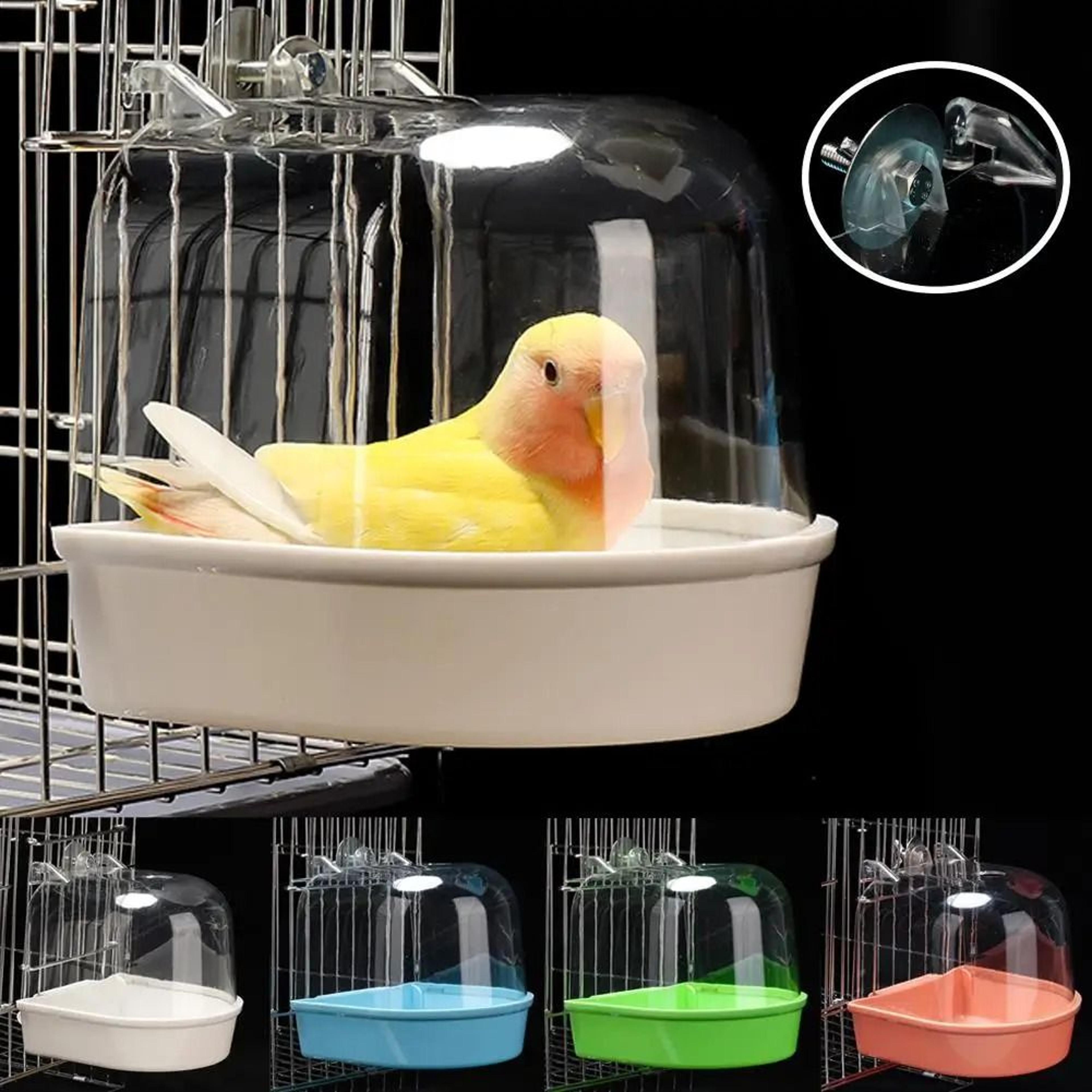 clear hanging bird bath cube box for cage attachment