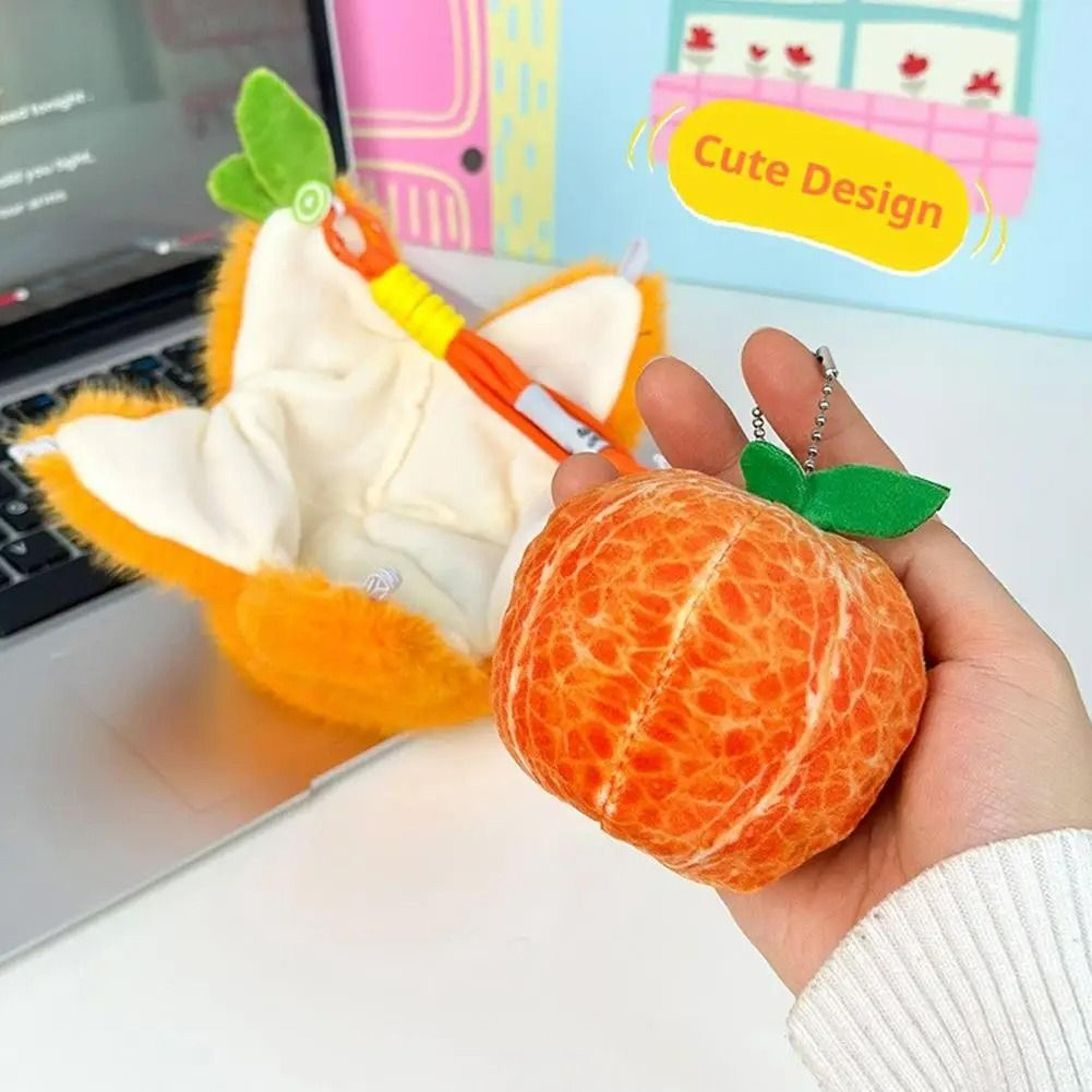 peelable orange plush keychain backpack pendant