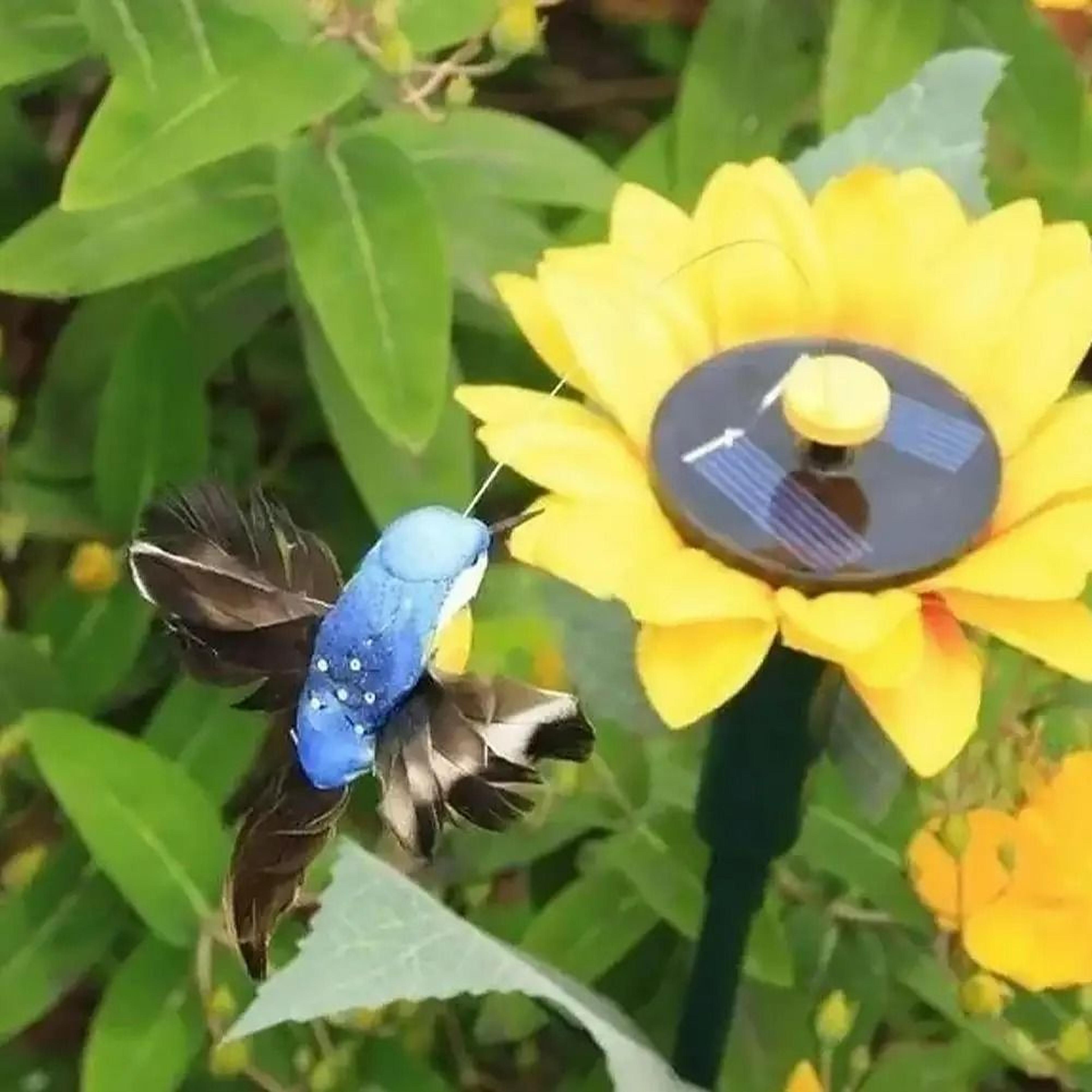solar powered fluttering butterfly and hummingbird garden stake