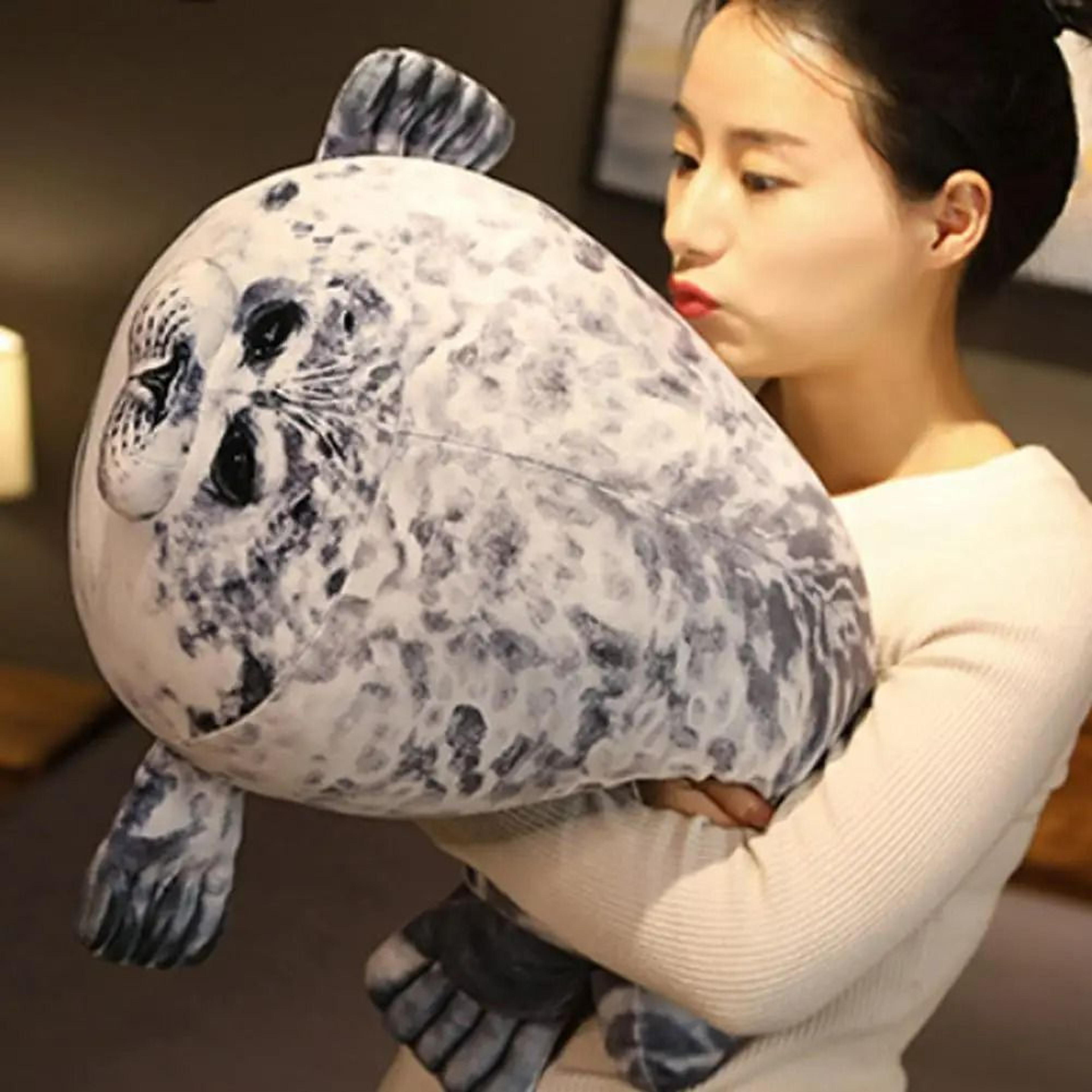 chubby angry blob seal plush throw pillow