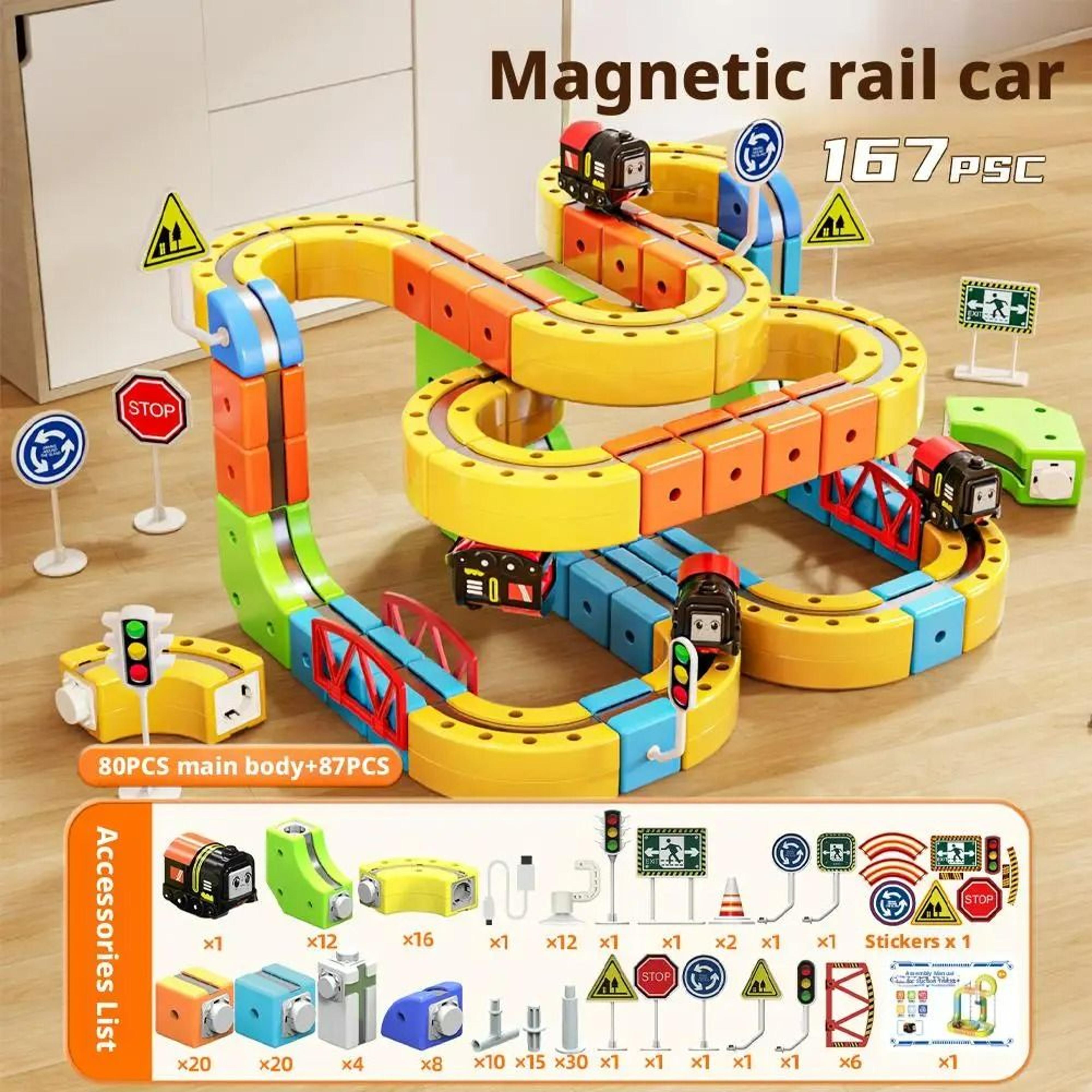 magic track high-speed rail diy building block set