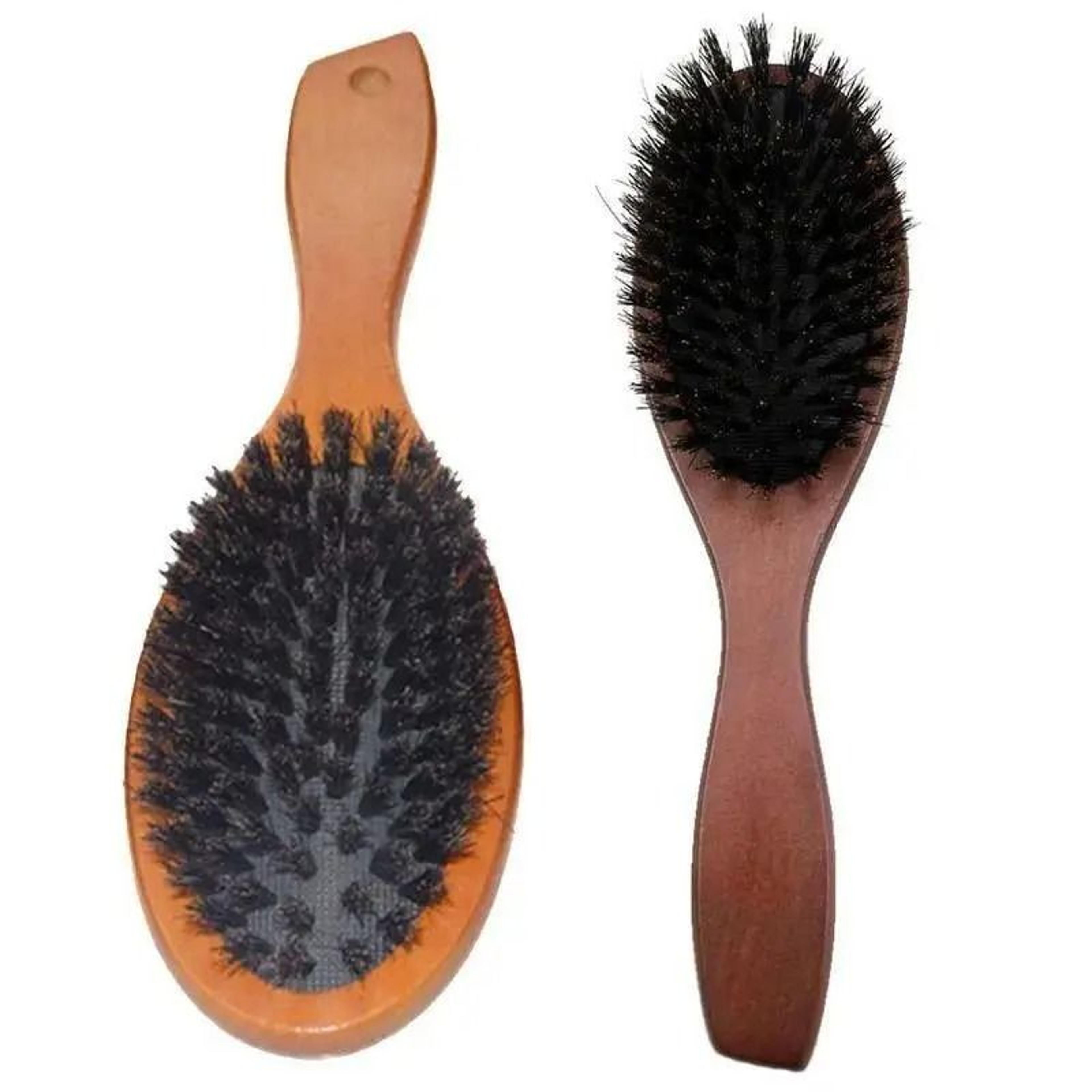 natural boar bristle paddle hairbrush with beech wood handle