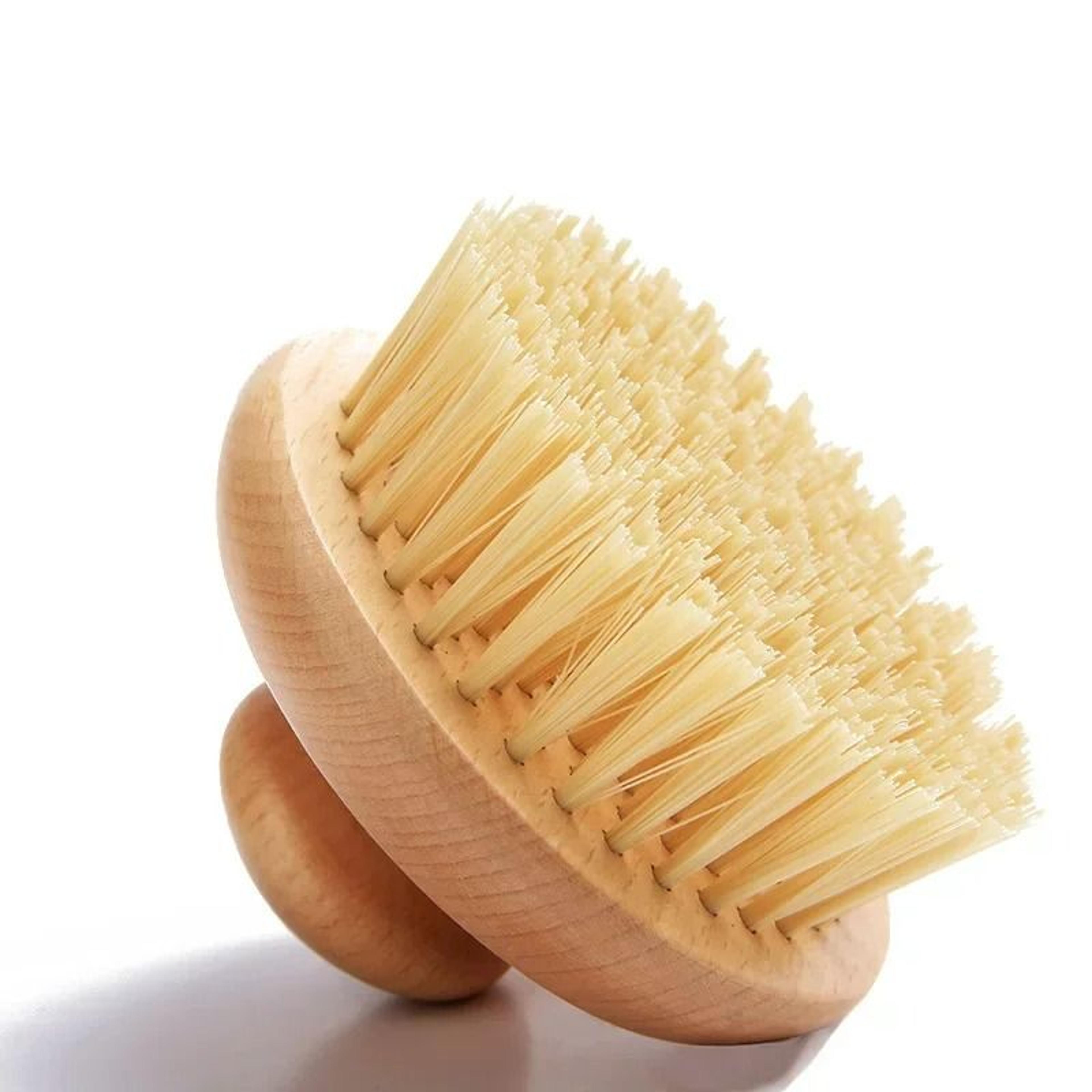 natural boar bristle organic dry skin body brush with long bamboo handle