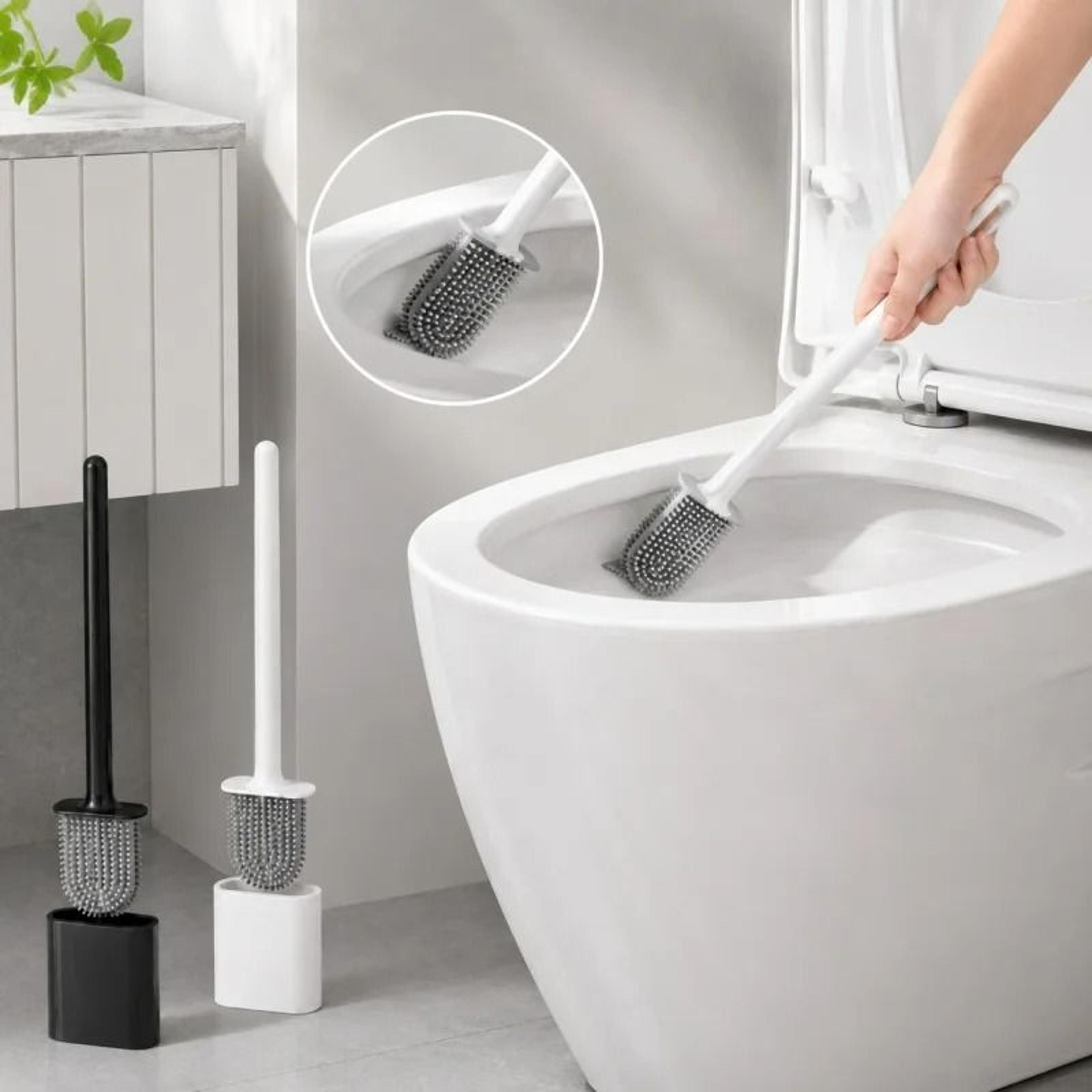 wall-mounted silicone toilet cleaning brush set