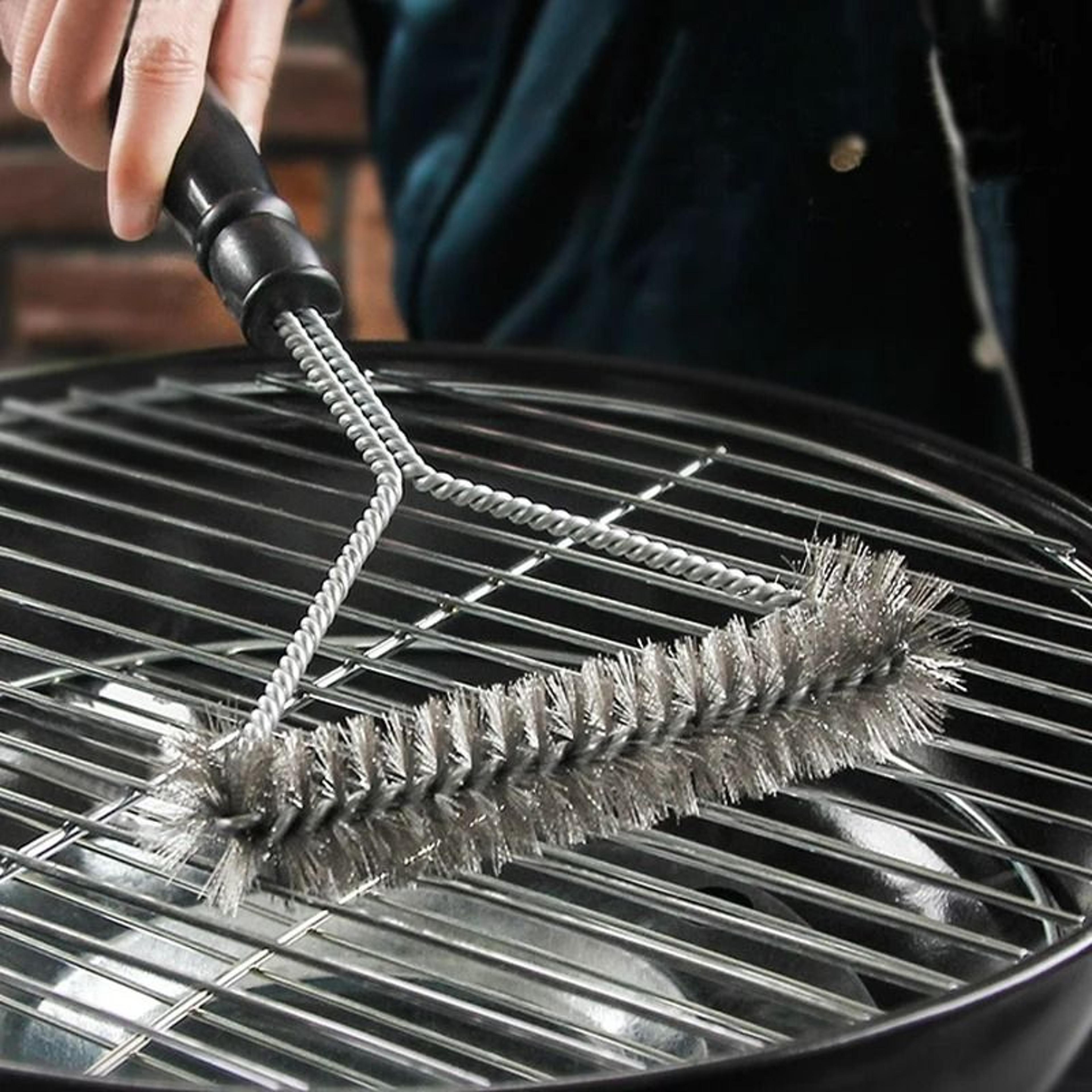 heavy-duty stainless steel bbq grill cleaning brush