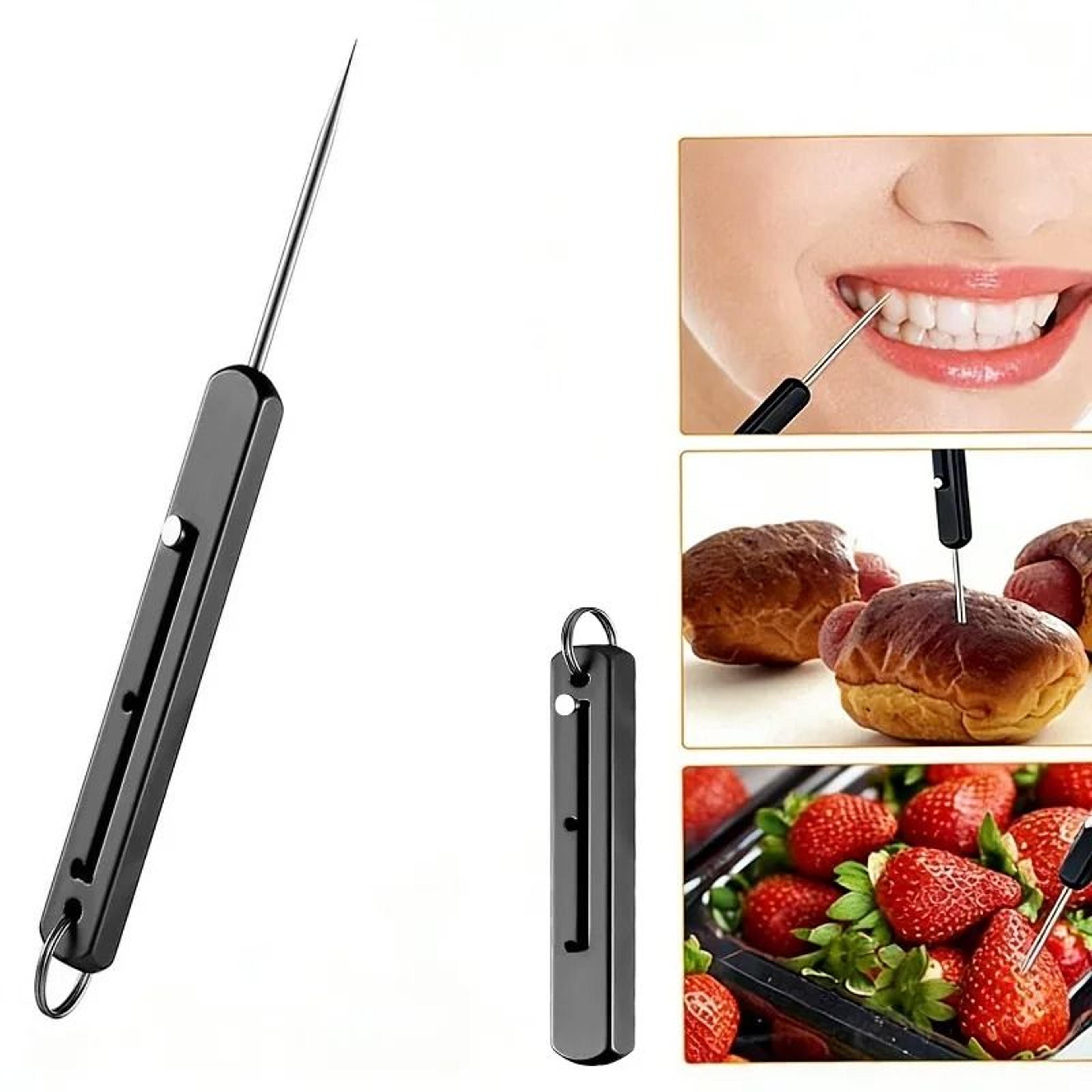 reusable telescopic titanium pocket toothpick with keychain clip