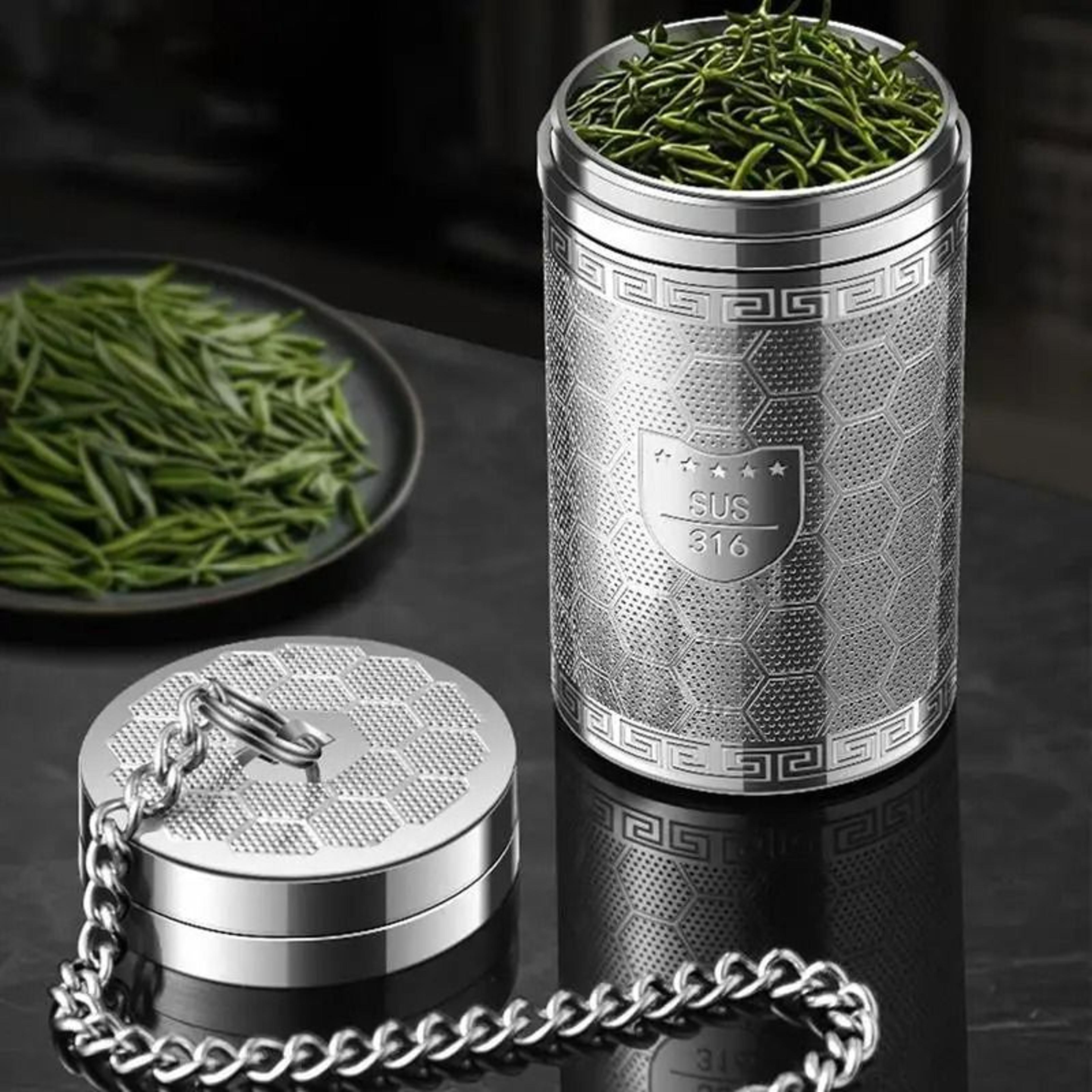 stainless steel fine mesh tea infuser with drip tray