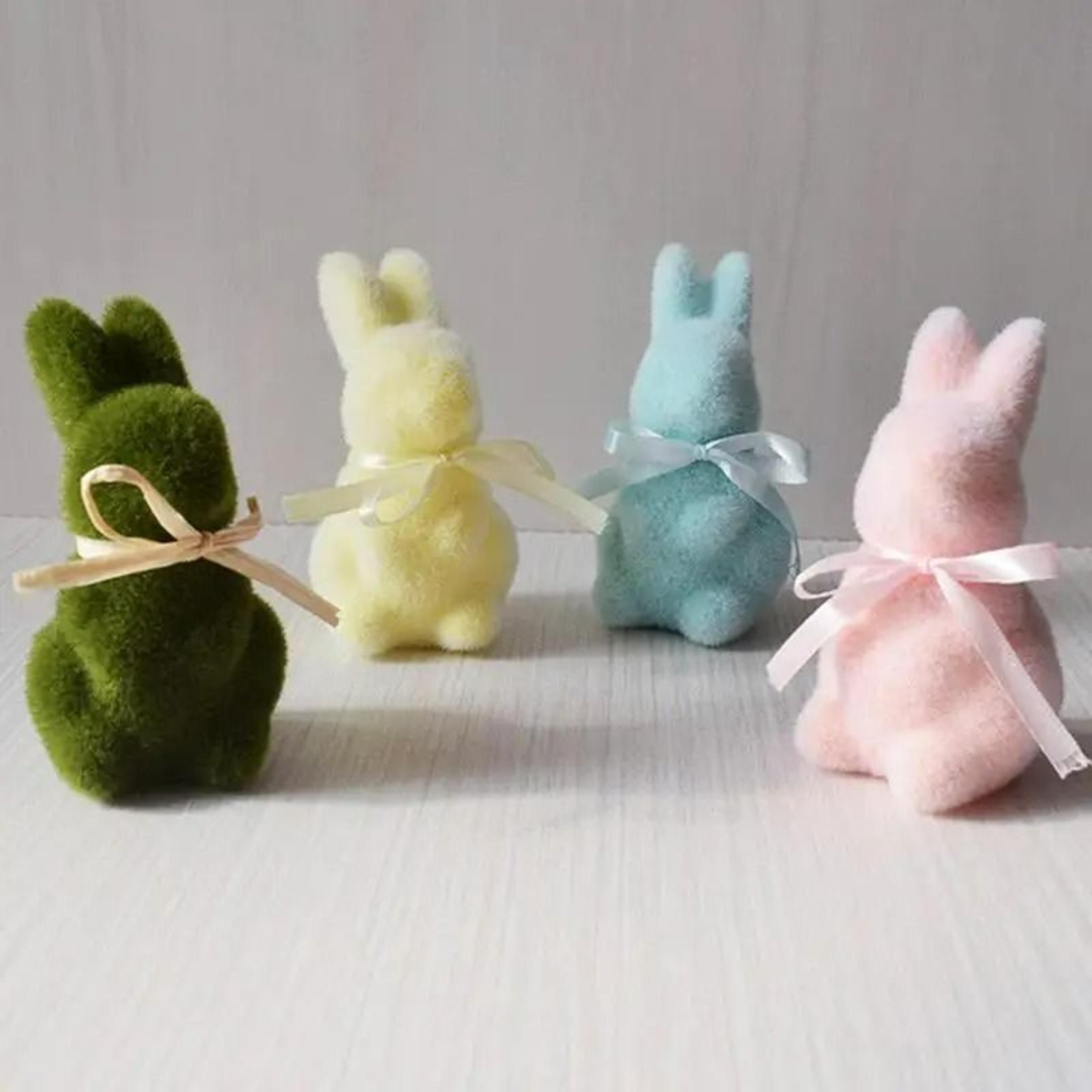 faux moss easter bunny miniature figurine