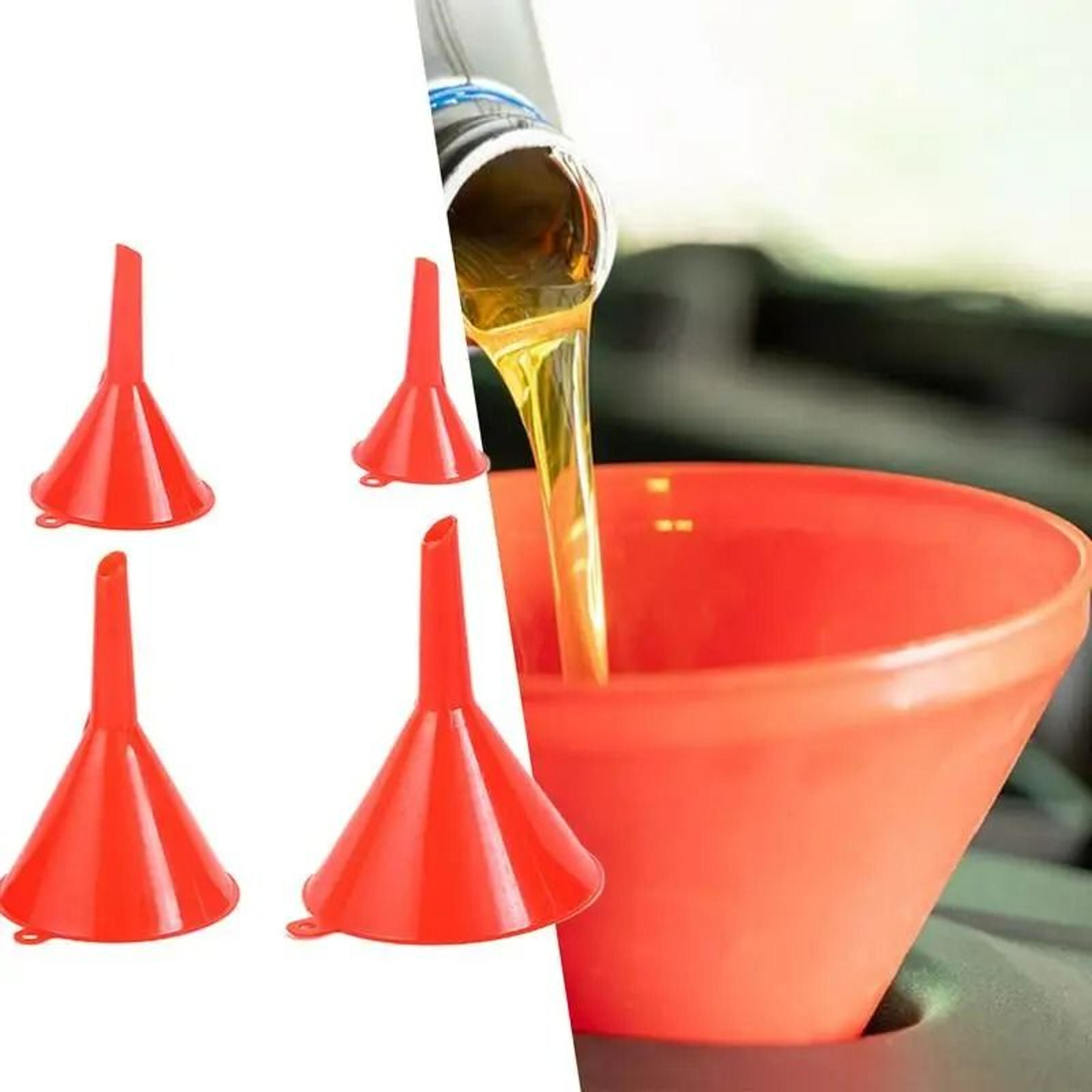 4-piece multi-size plastic engine oil funnel set