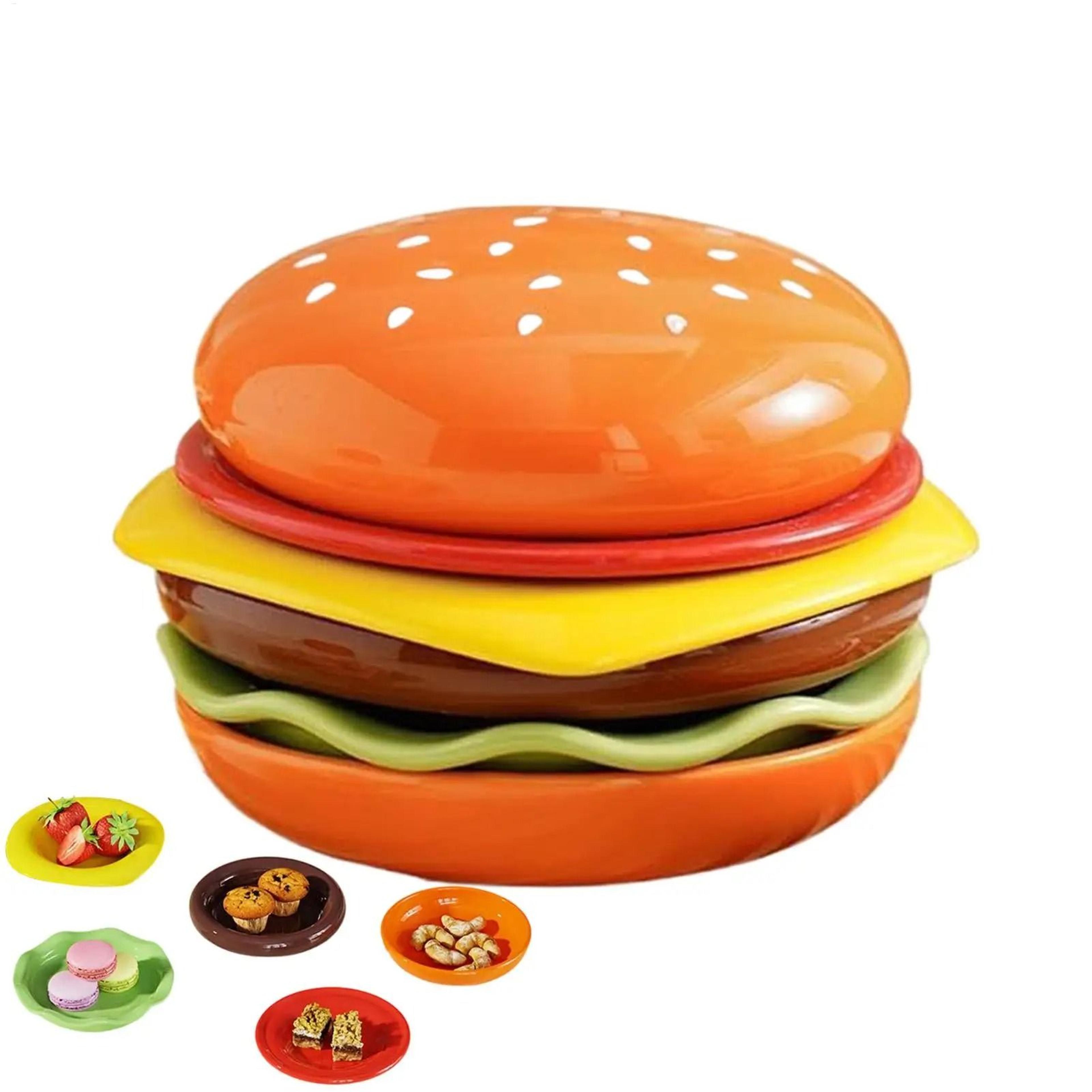 stackable hamburger mini plate and dip bowl set