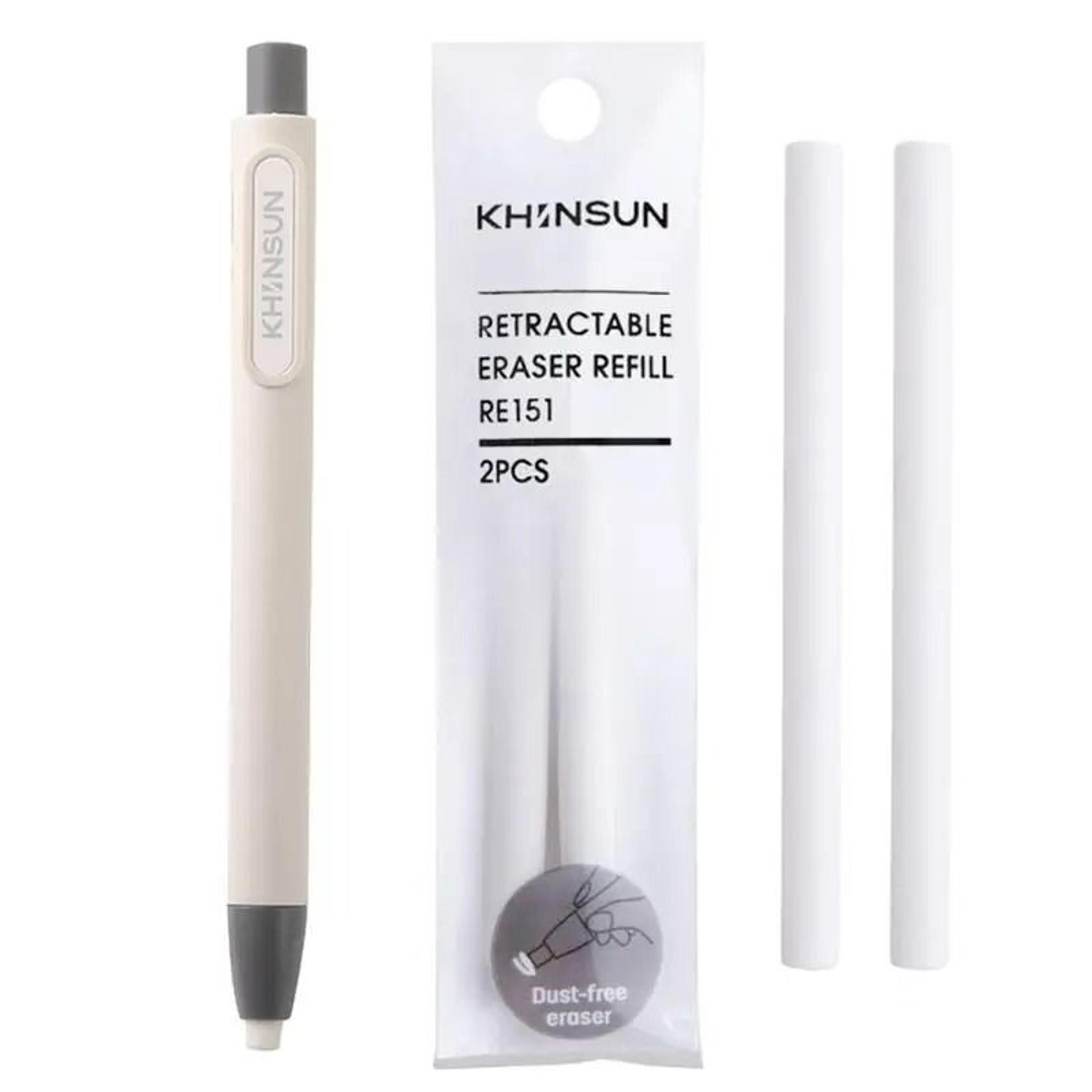 retractable press pen pencil eraser