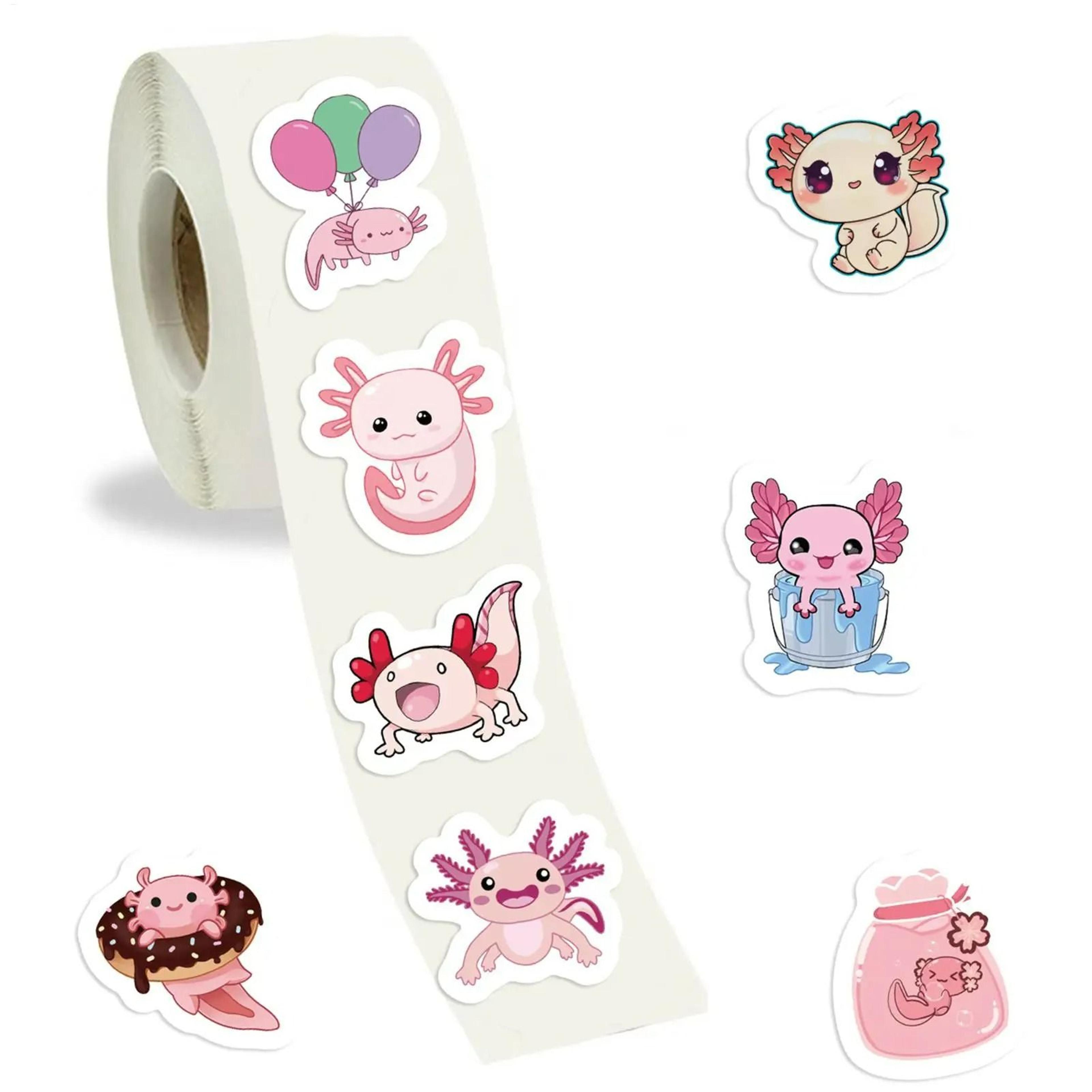 cute axolotl sticker roll (500 pieces)