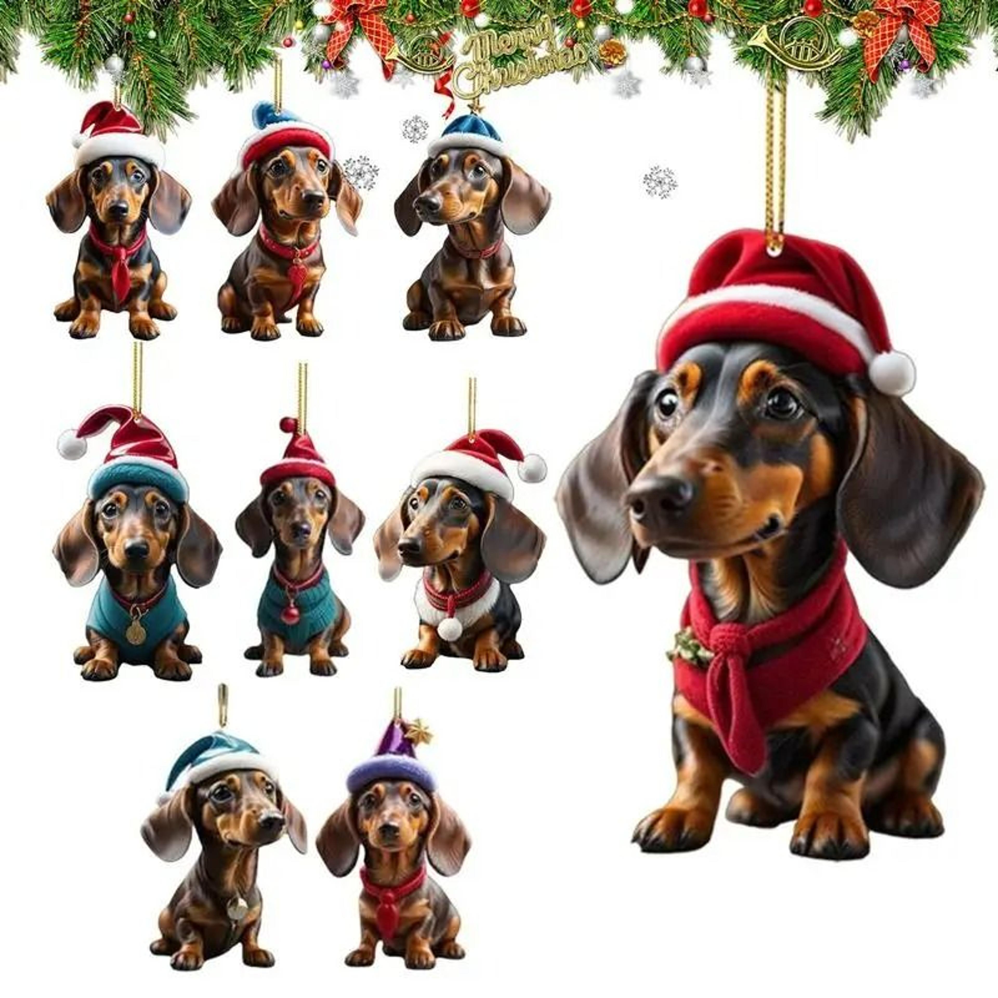2d acrylic dachshund dog christmas ornament