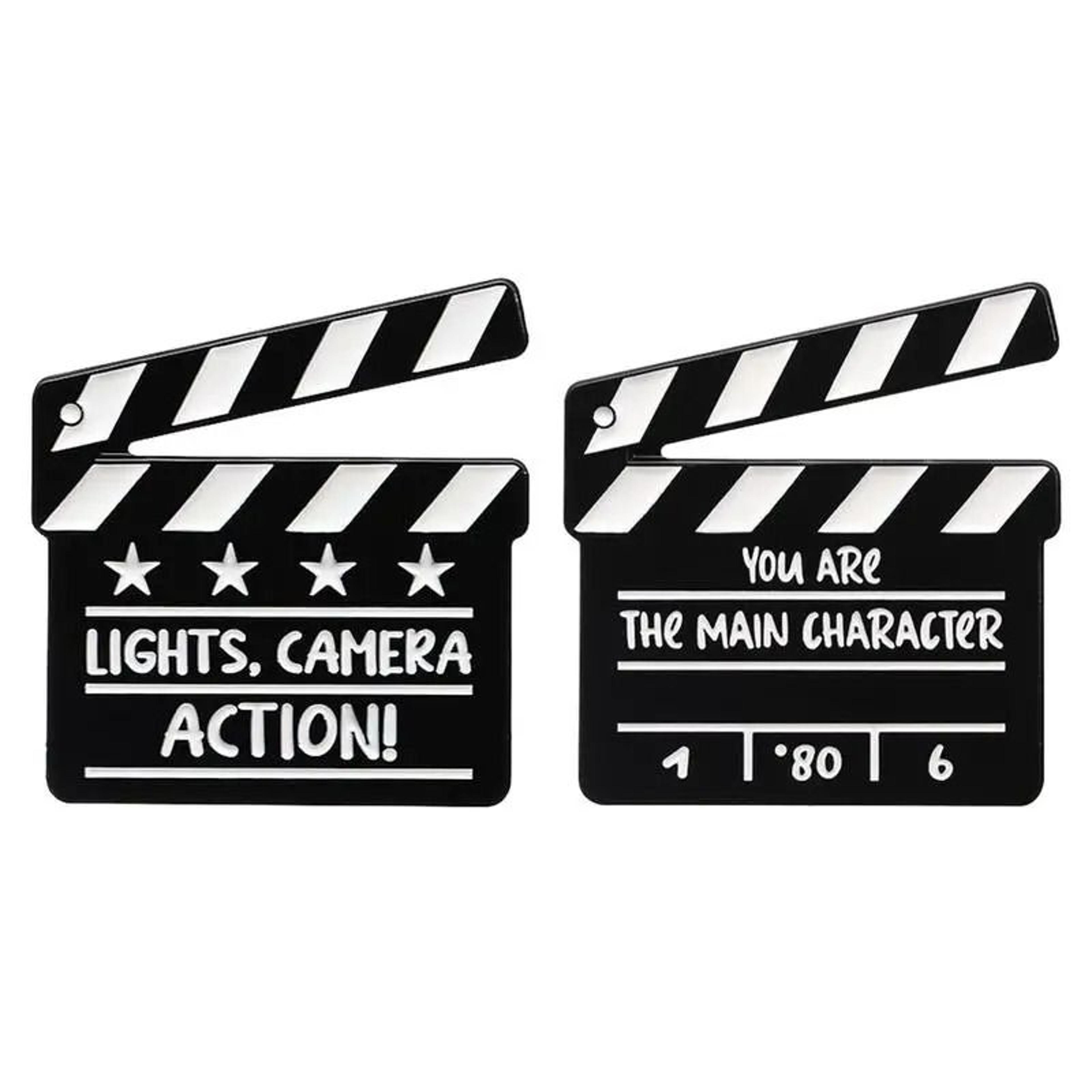 creative movie clapperboard enamel pin