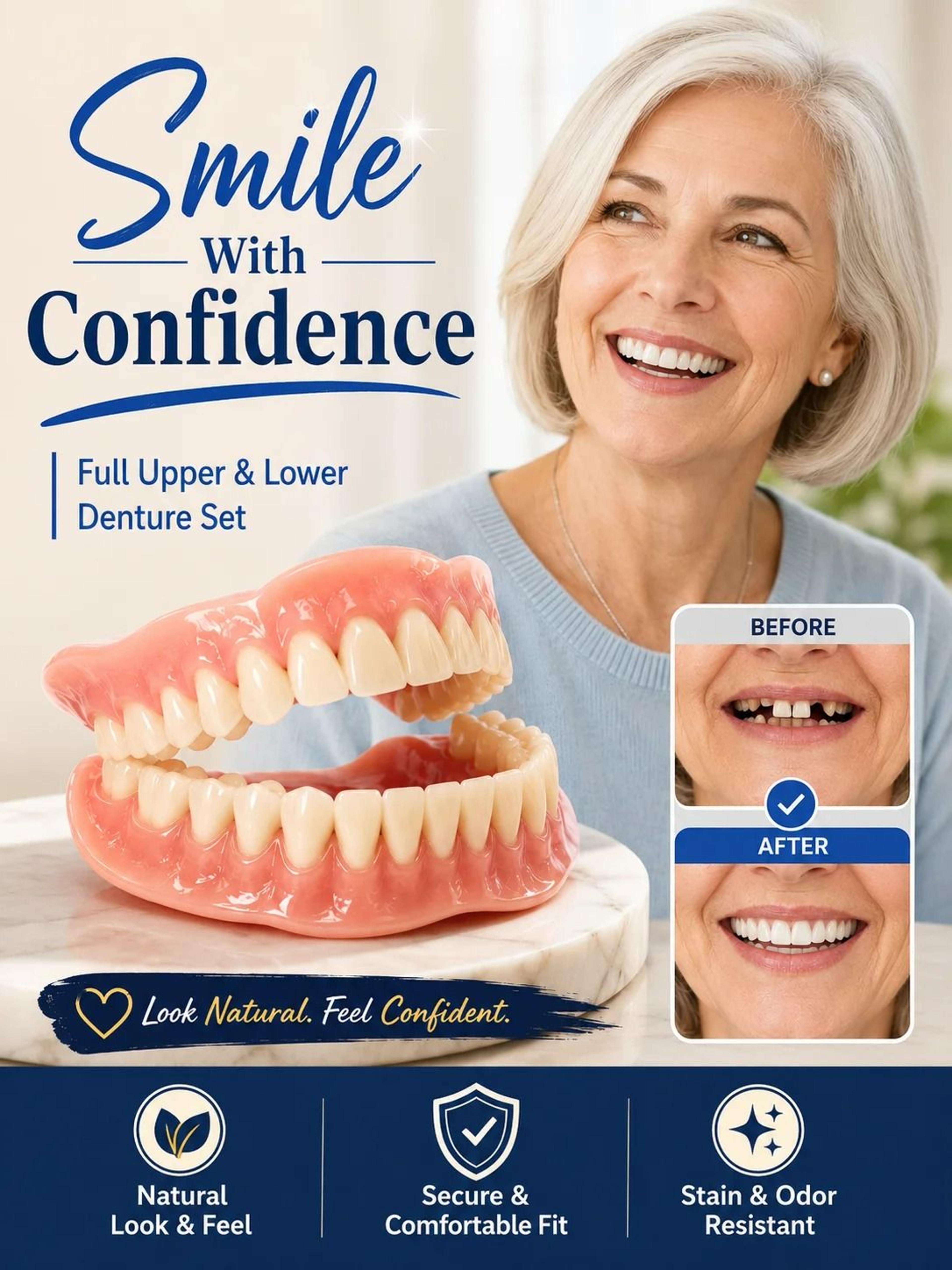 full mouth silicone dentures set (upper & lower)