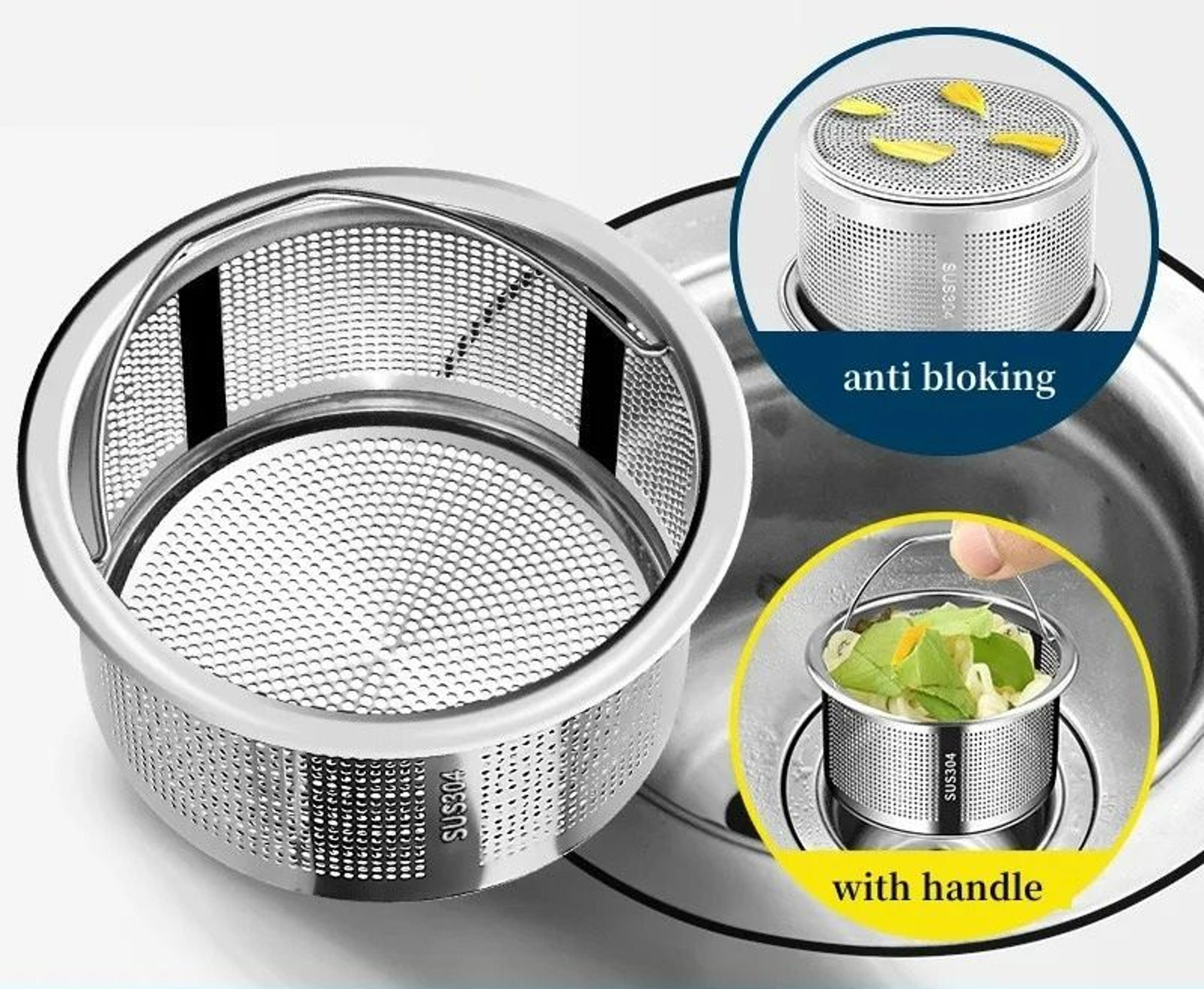 universal stainless steel kitchen sink strainer & anti-clog filter basket