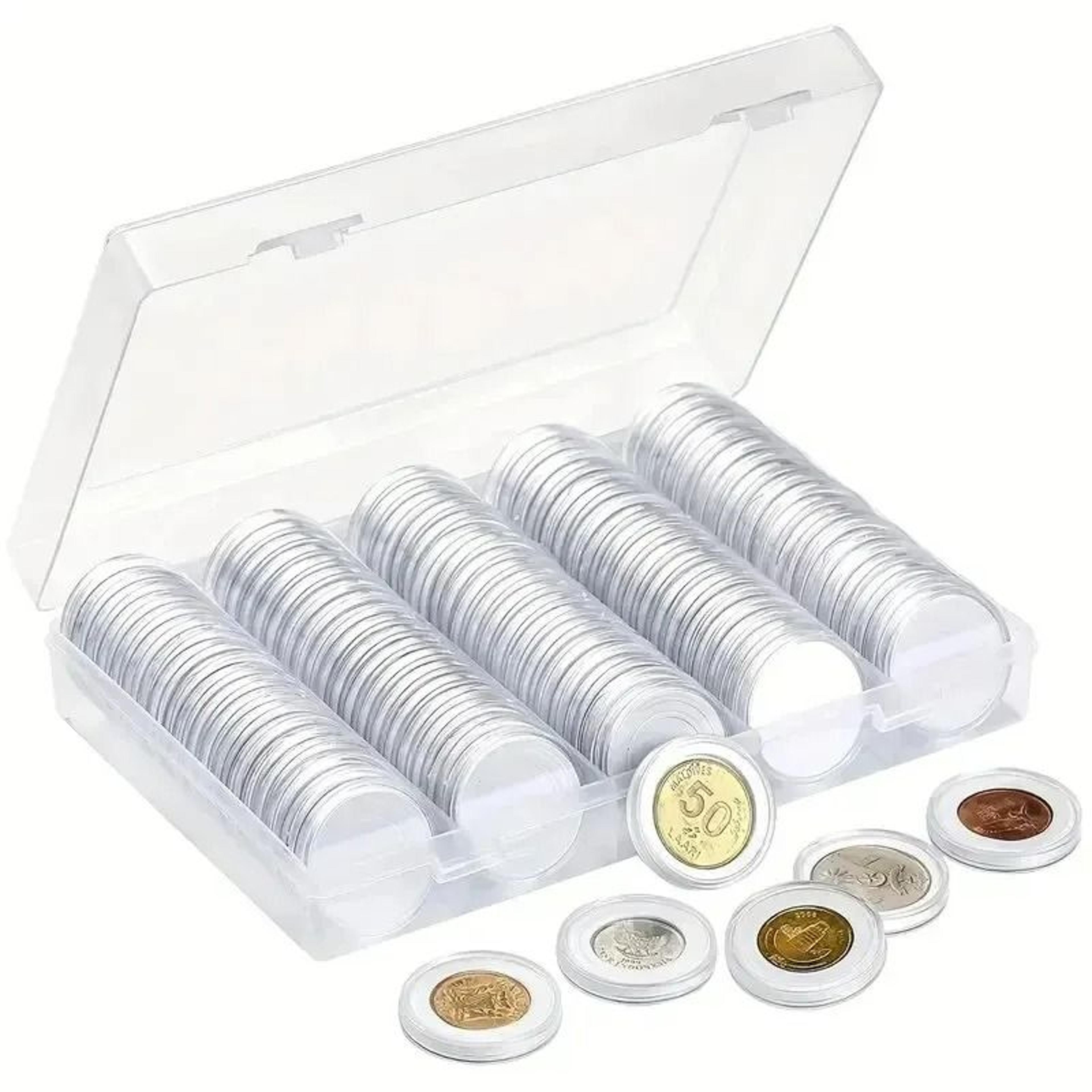clear plastic round coin capsules & collection protection storage box
