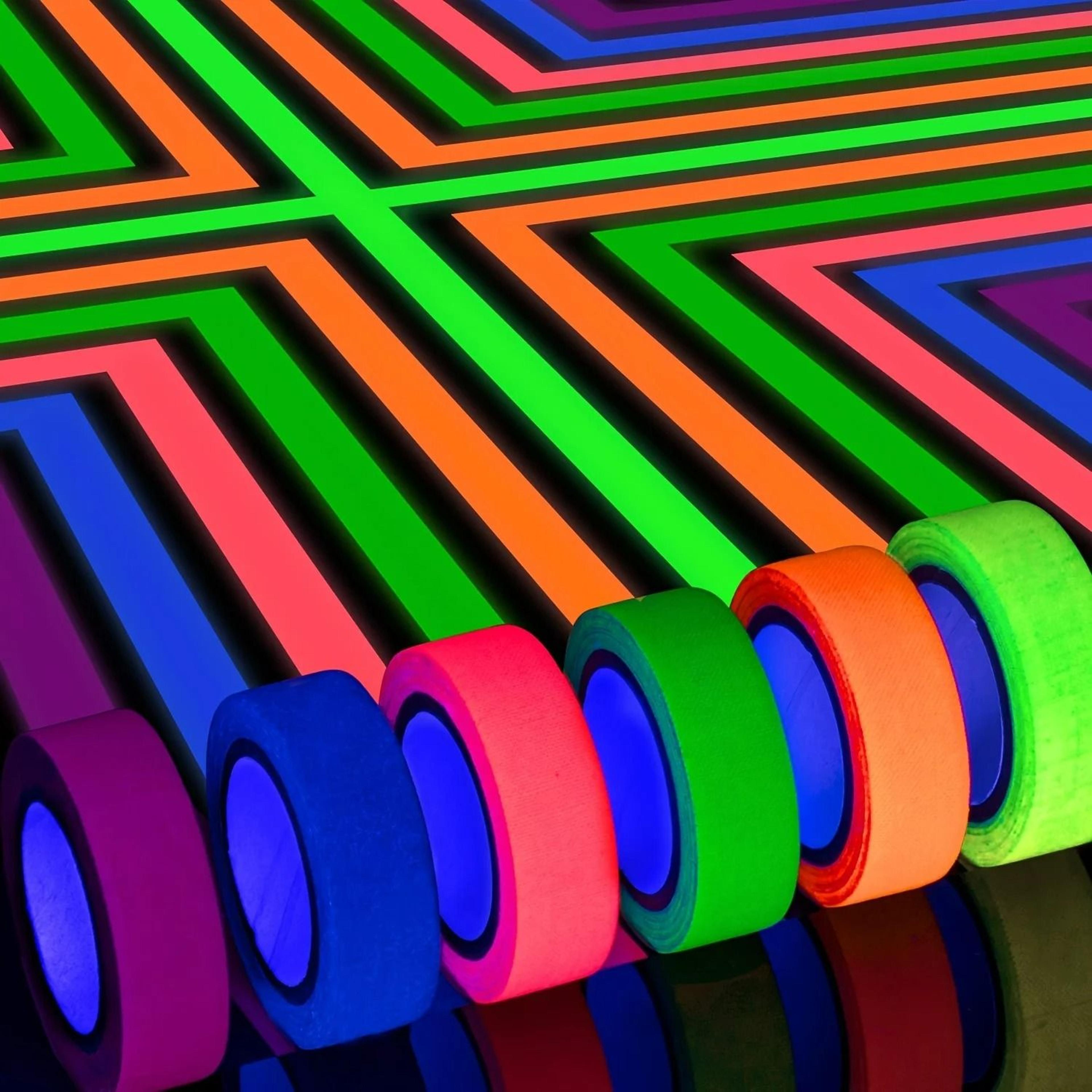 neon fluorescent uv blacklight cloth gaffer tape (6 roll pack)