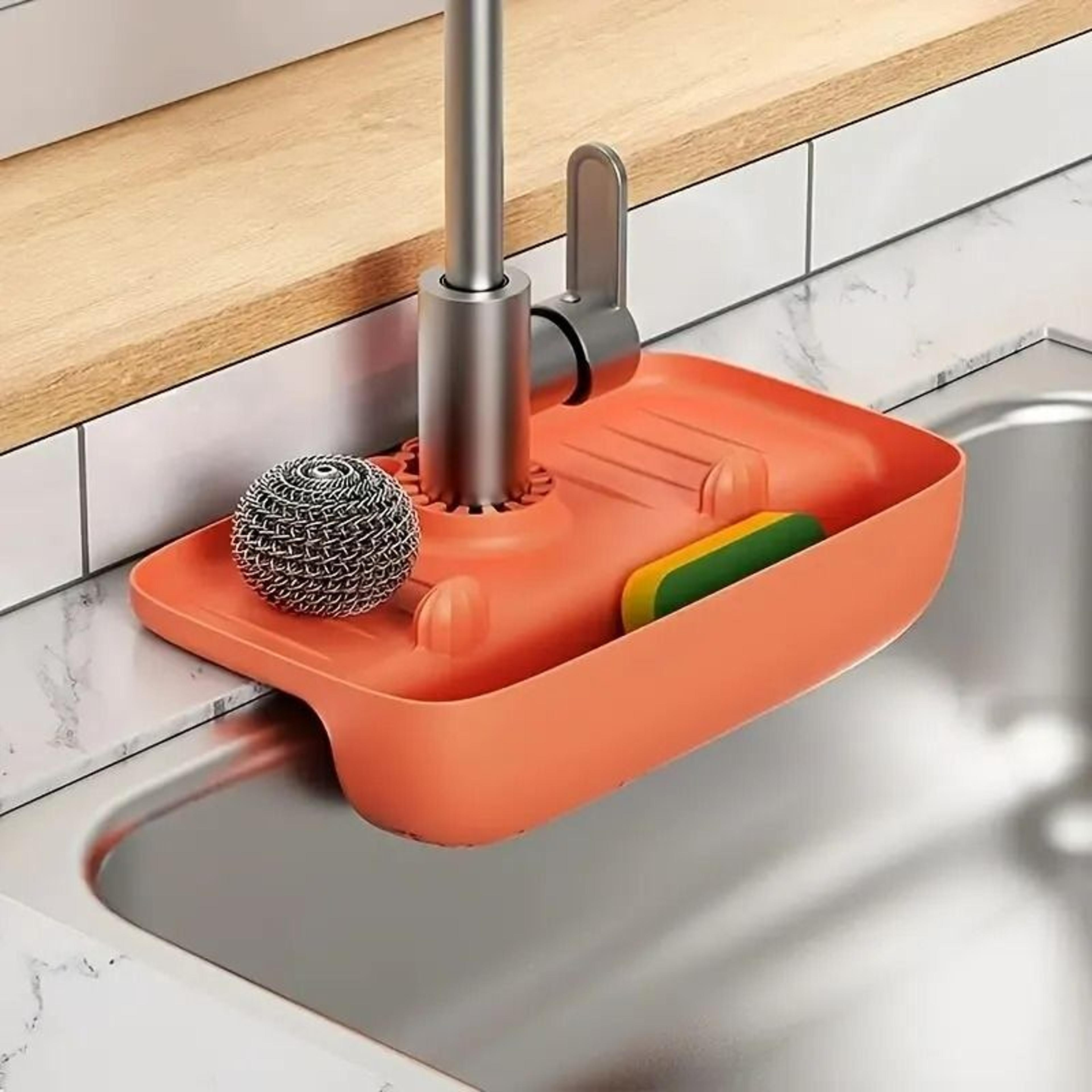 silicone faucet splash guard & sink storage caddy pad