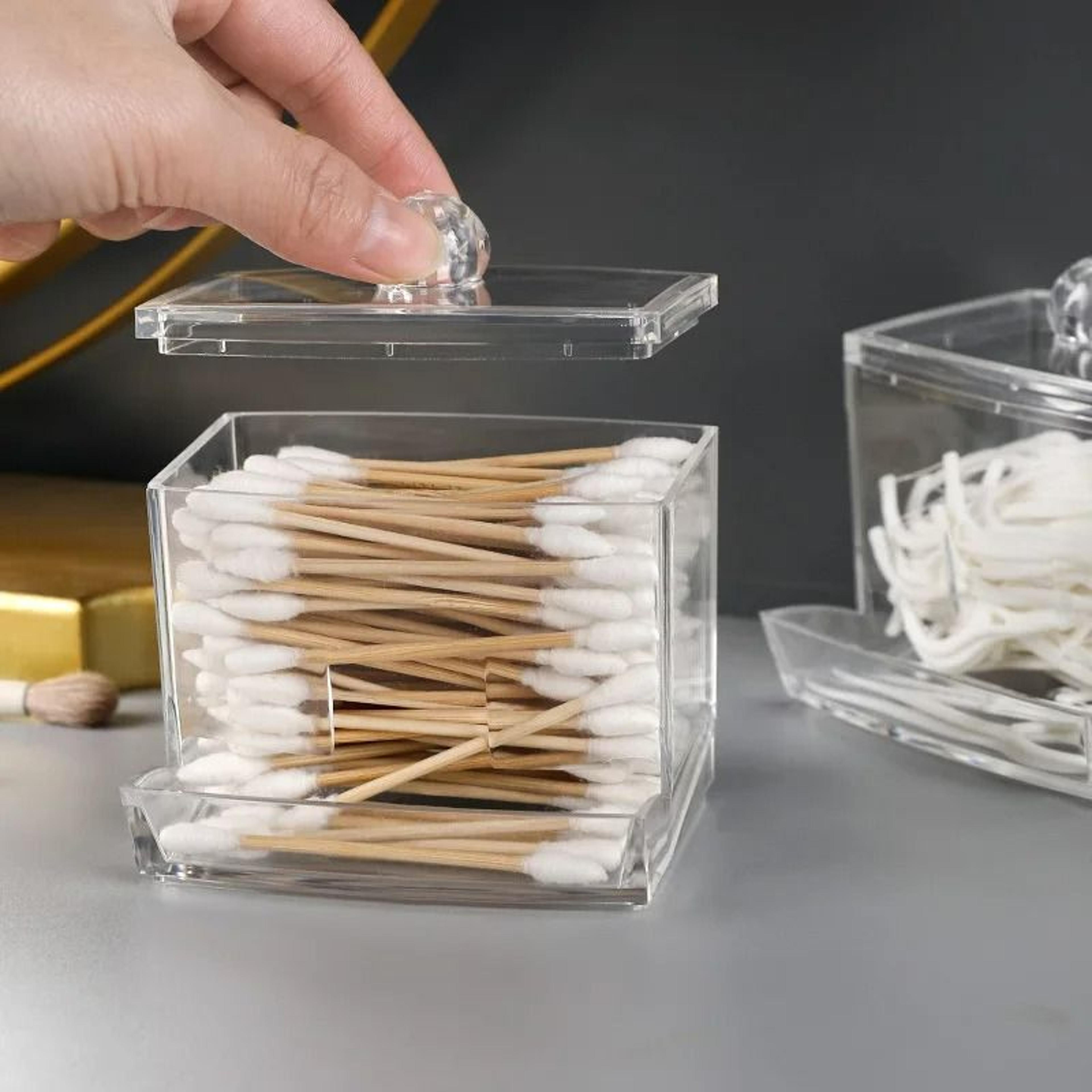 transparent acrylic cotton swab & cosmetic storage jar with lid