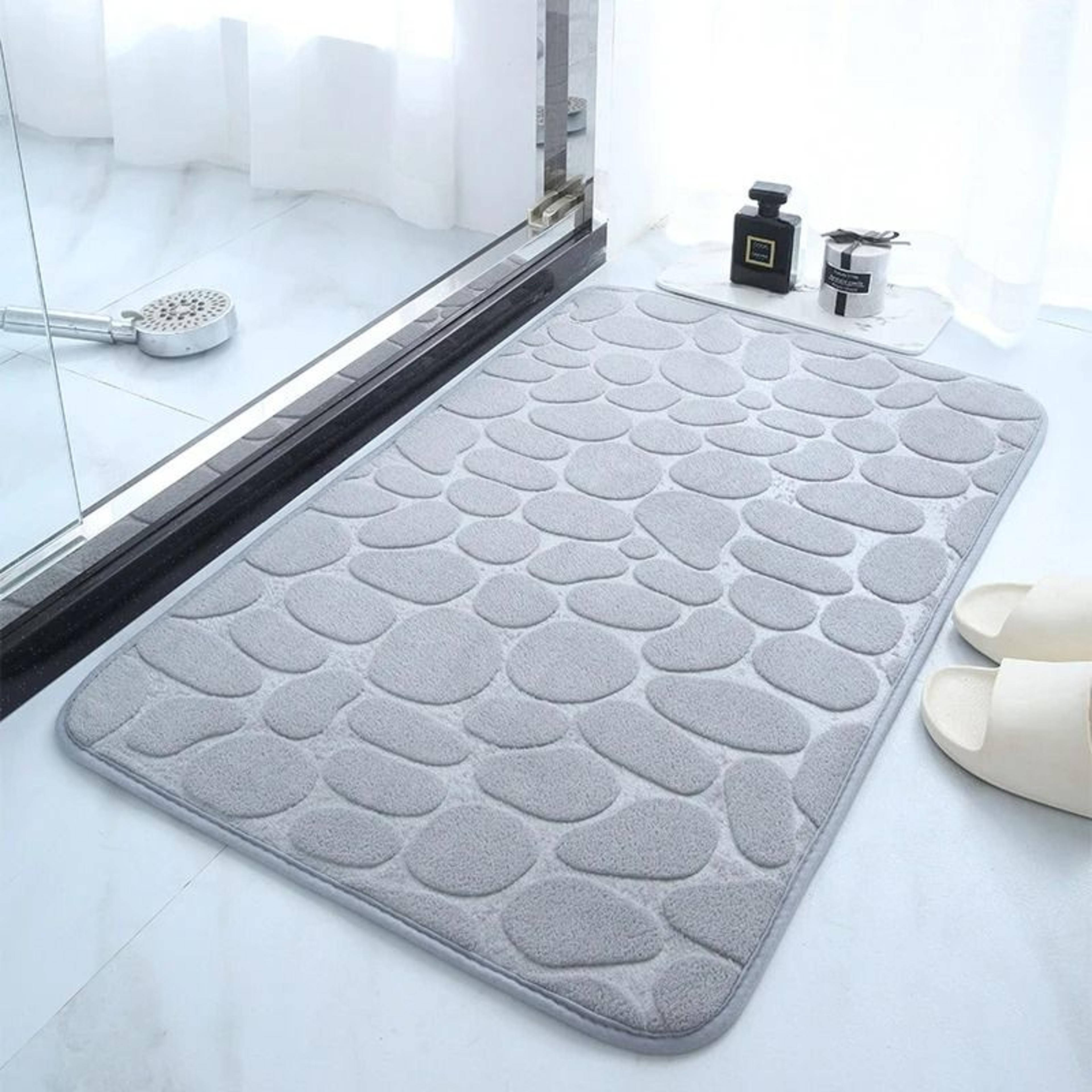embossed cobblestone memory foam non-slip bathroom mat