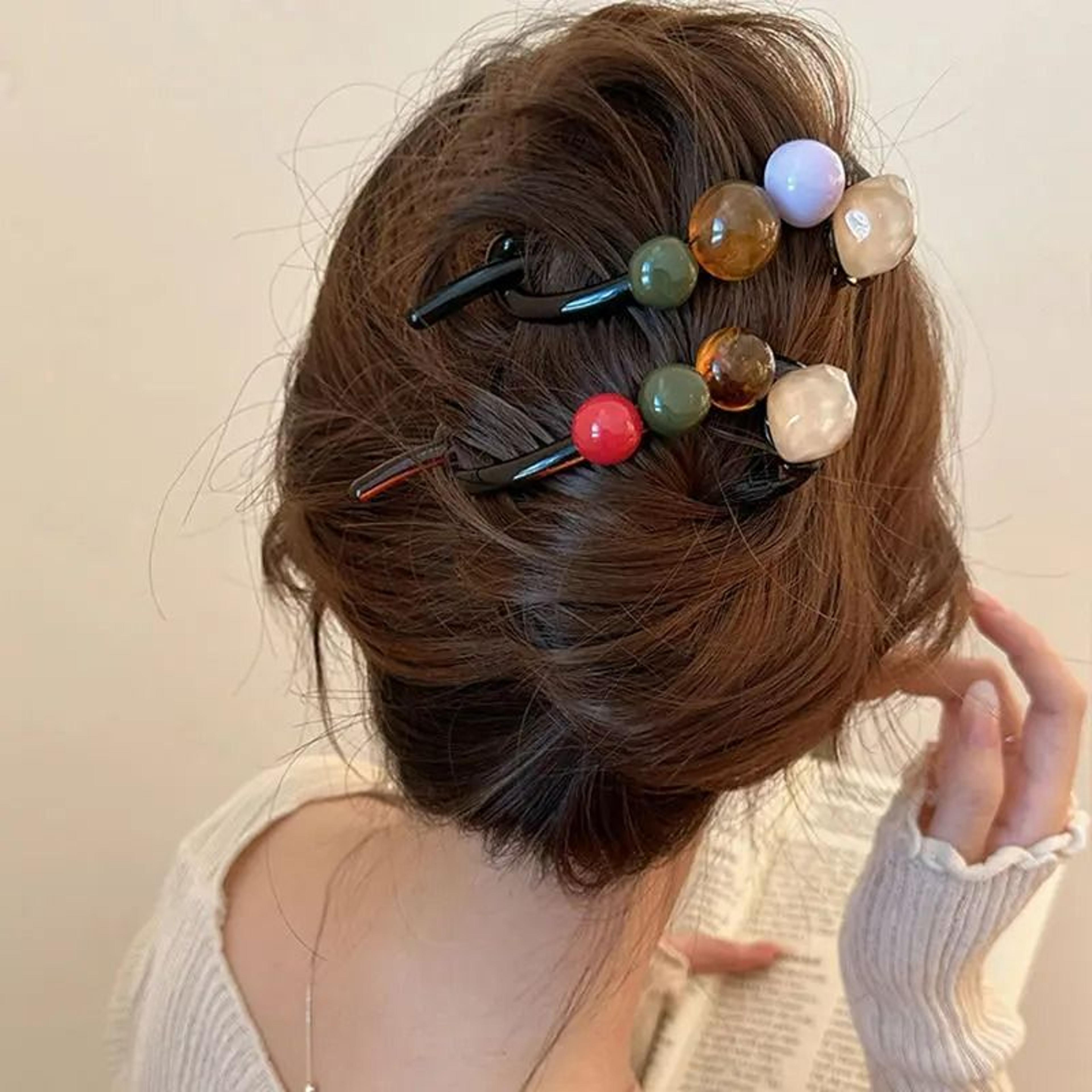 vintage colorful ball-shape hair claw clip