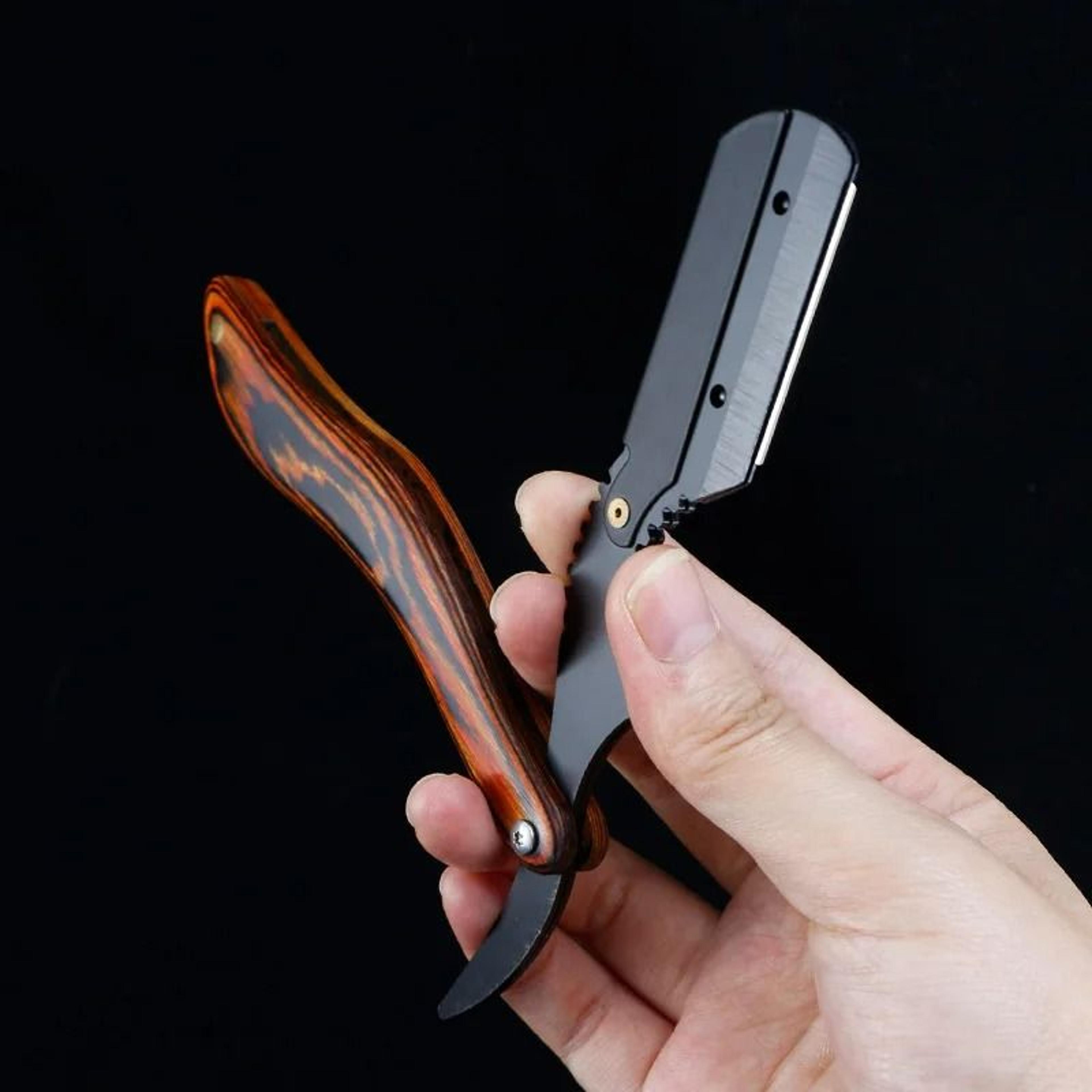 professional stainless steel folding straight-edge barber razor