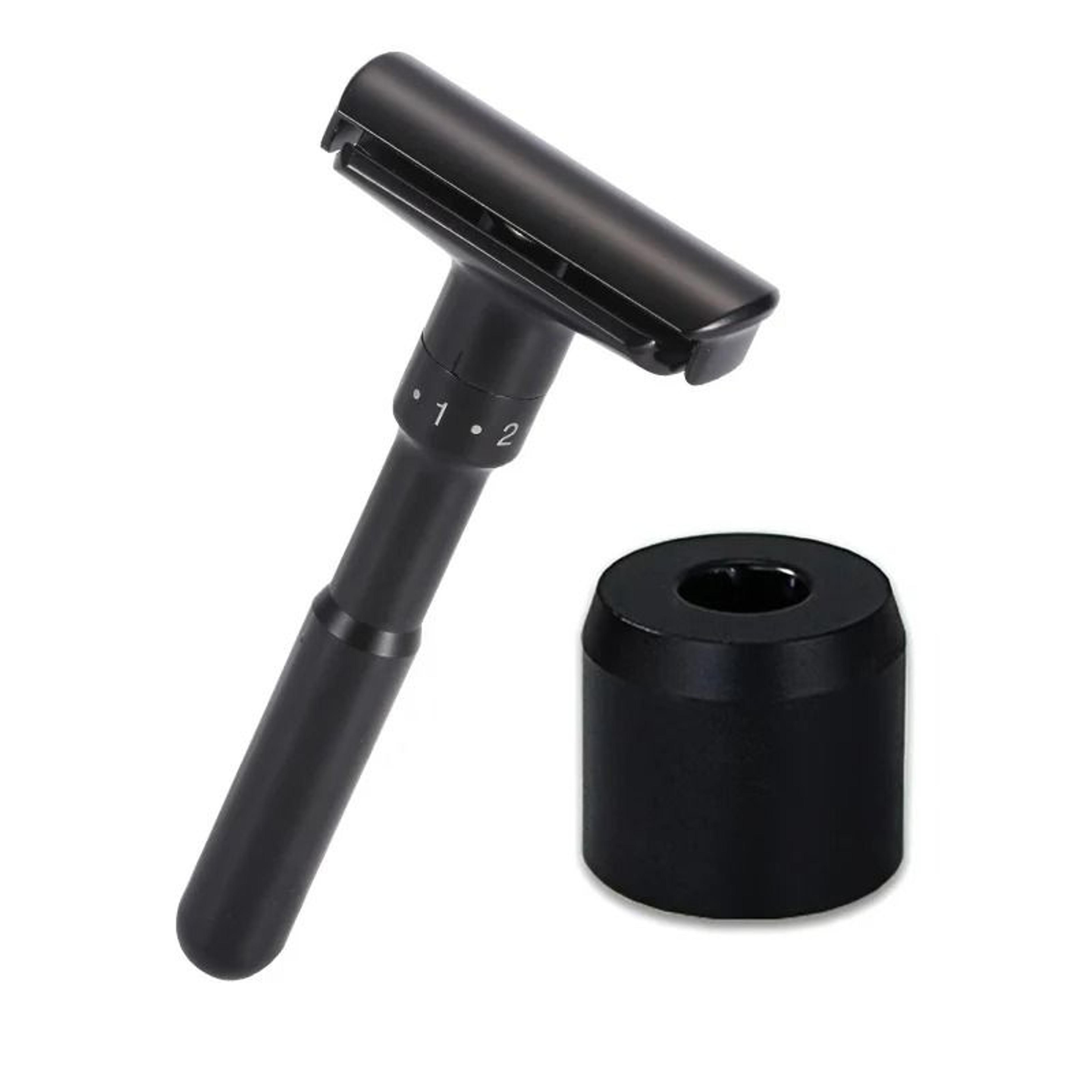 adjustable classic double-edge safety razor with 5 titanium coated blades