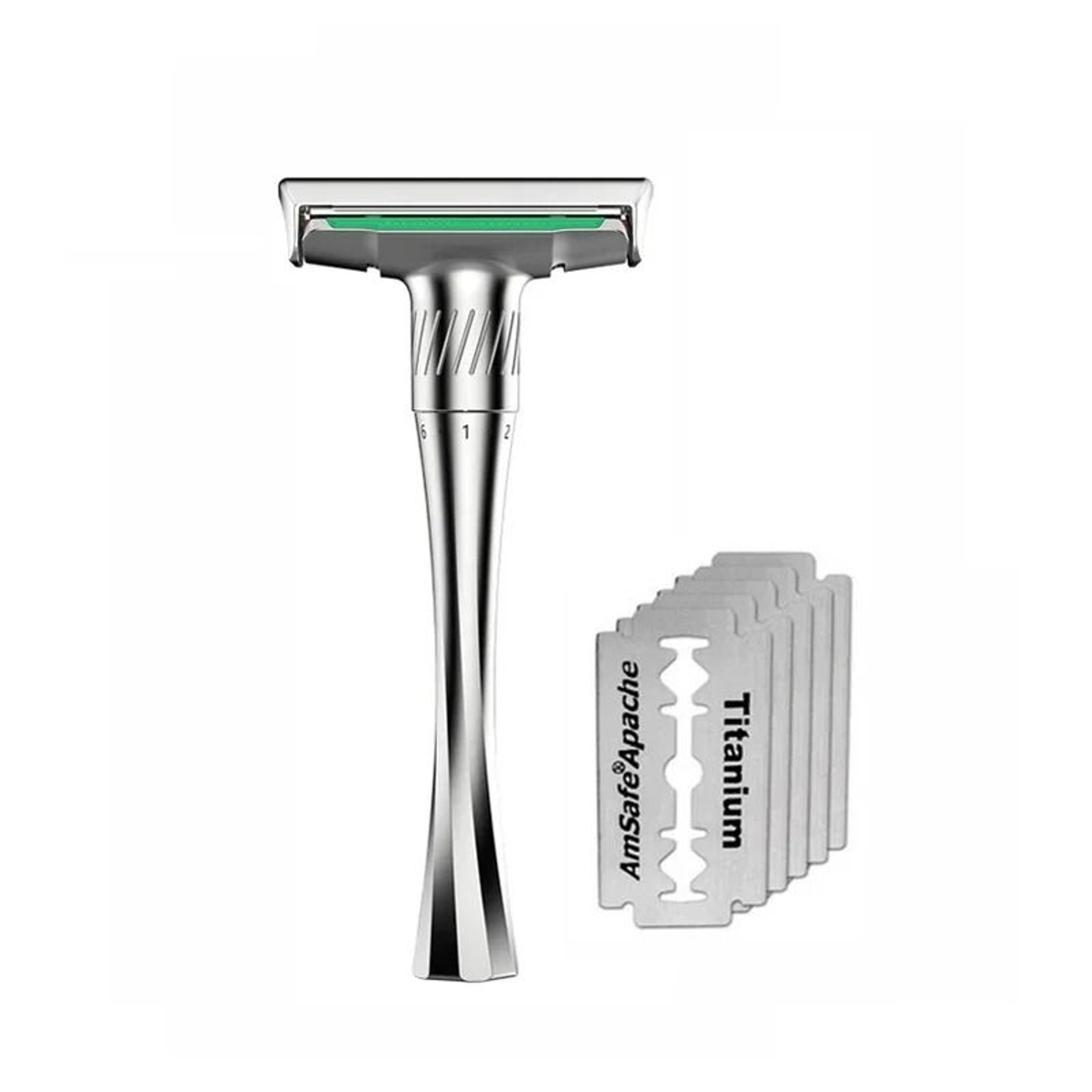 new adjustable folding double-edge safety razor with 5 titanium coated blades